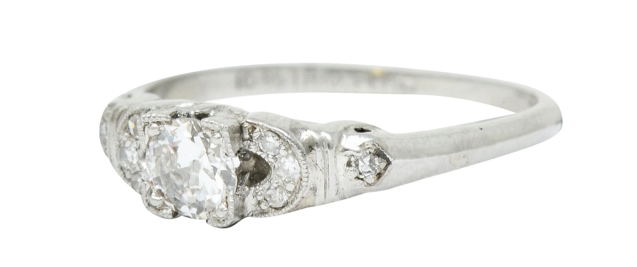 Art Deco 0.50 CTW Diamond Platinum Buckle Engagement Ring - Image 6
