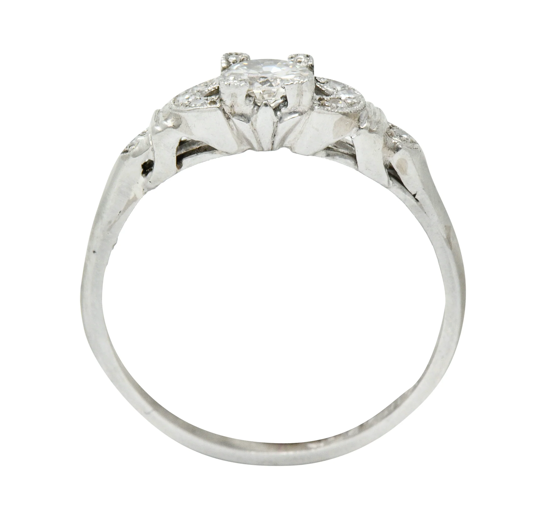 Art Deco 0.50 CTW Diamond Platinum Buckle Engagement Ring - Image 7