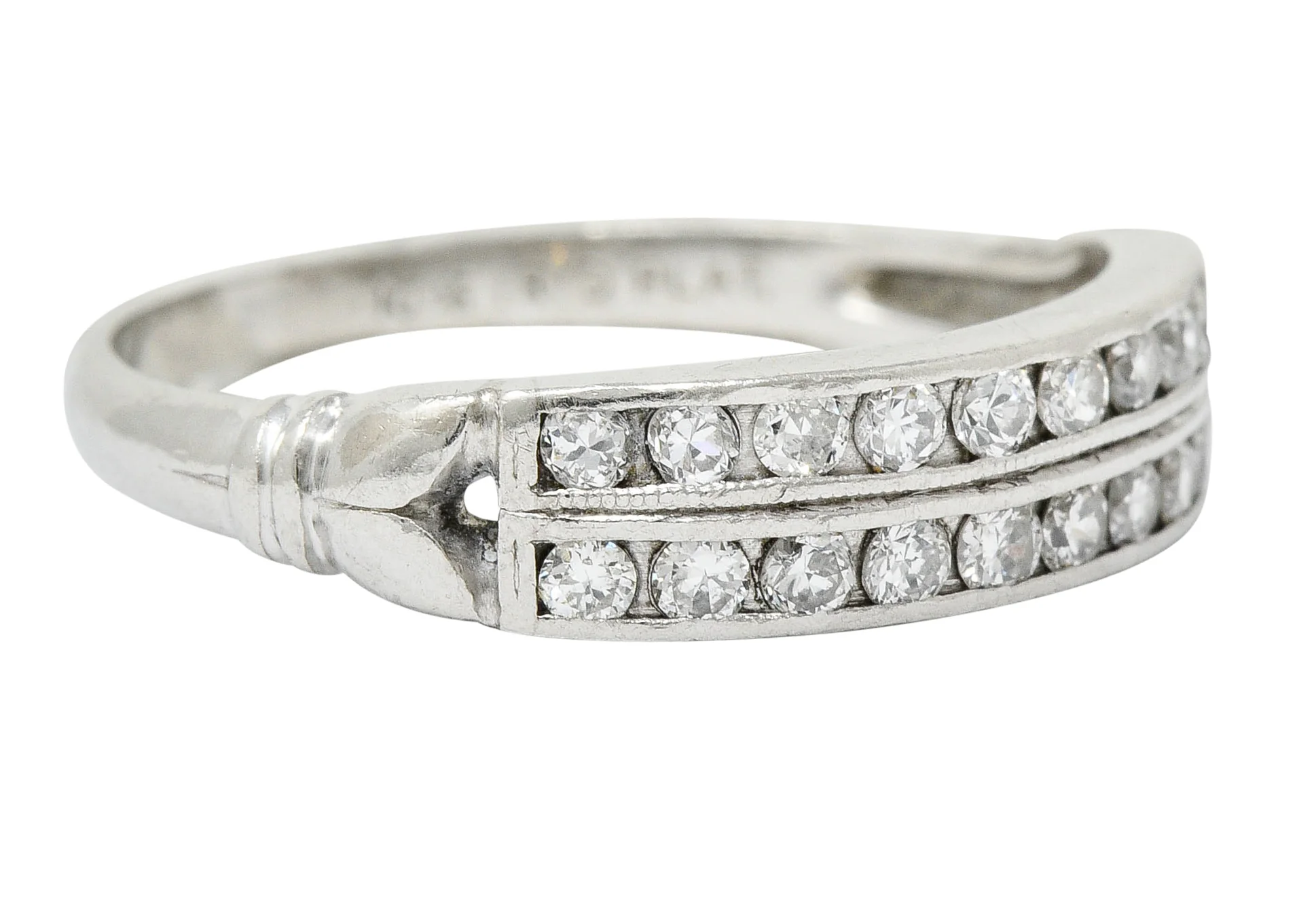 Art Deco 0.50 CTW Diamond Platinum Tulip Band Ring - Image 2