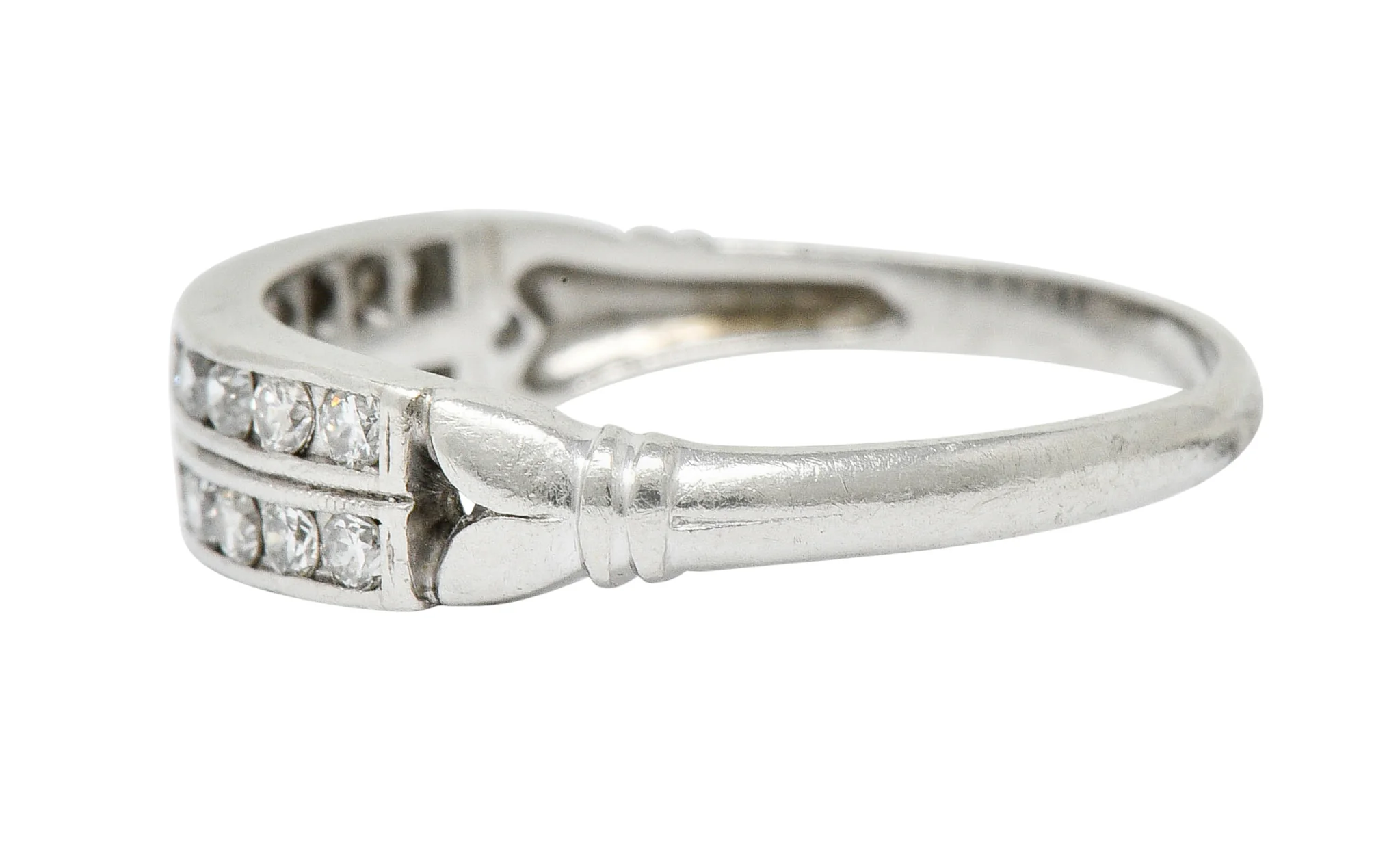 Art Deco 0.50 CTW Diamond Platinum Tulip Band Ring - Image 5