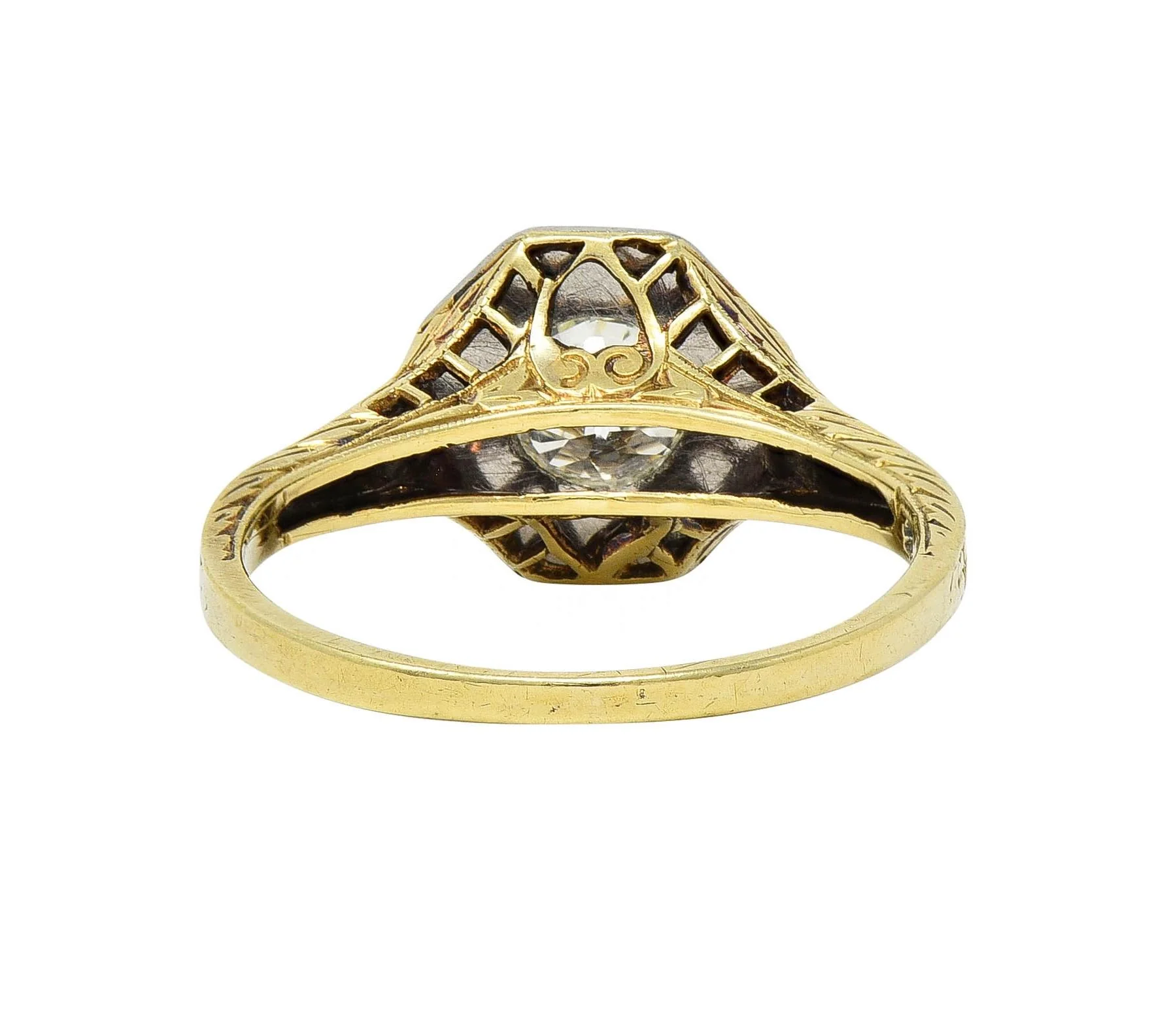 Art Deco 0.50 CTW Old European Diamond Platinum 14 Karat Gold Antique Engagement Ring - Image 5