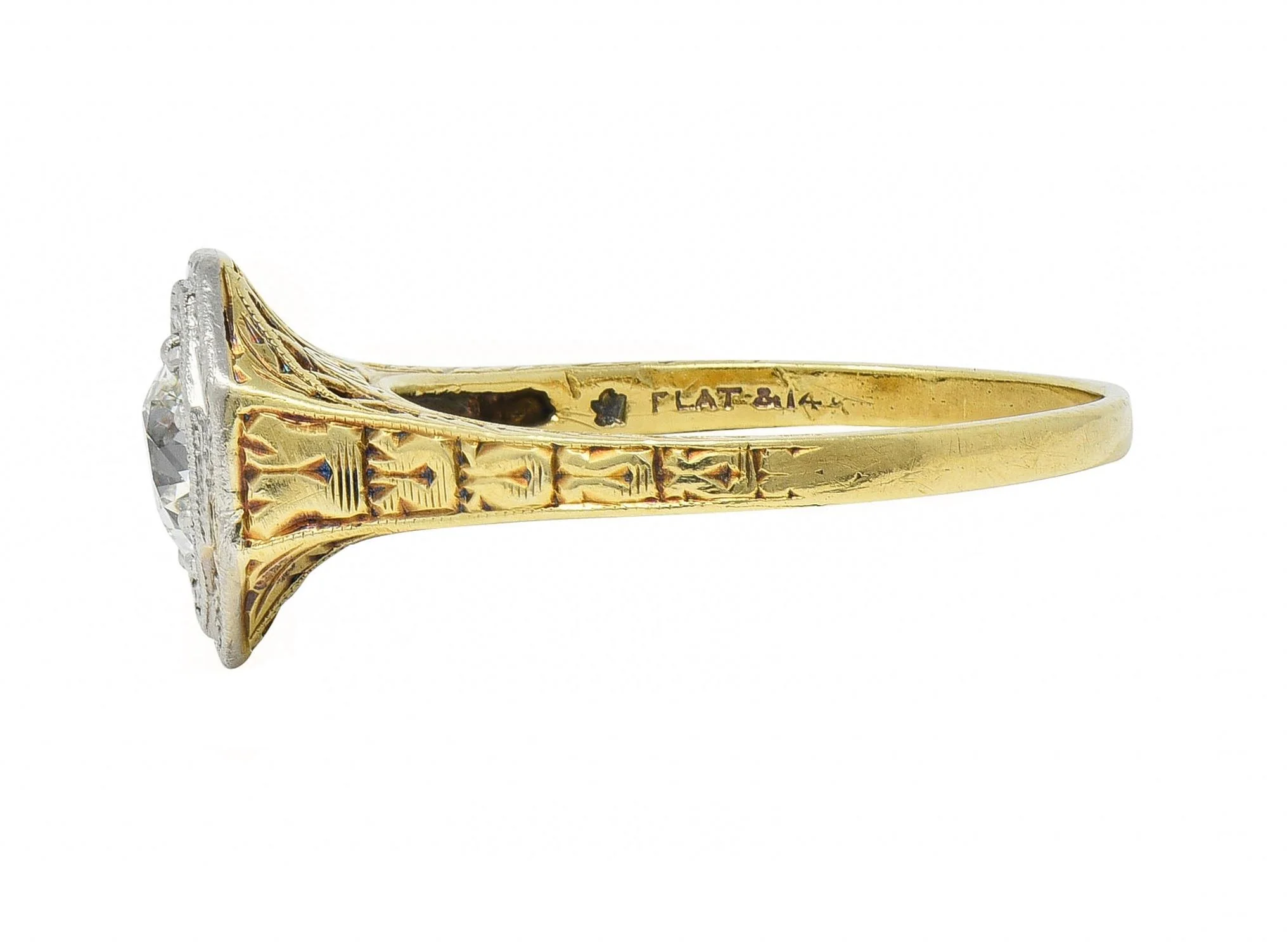 Art Deco 0.50 CTW Old European Diamond Platinum 14 Karat Gold Antique Engagement Ring - Image 6
