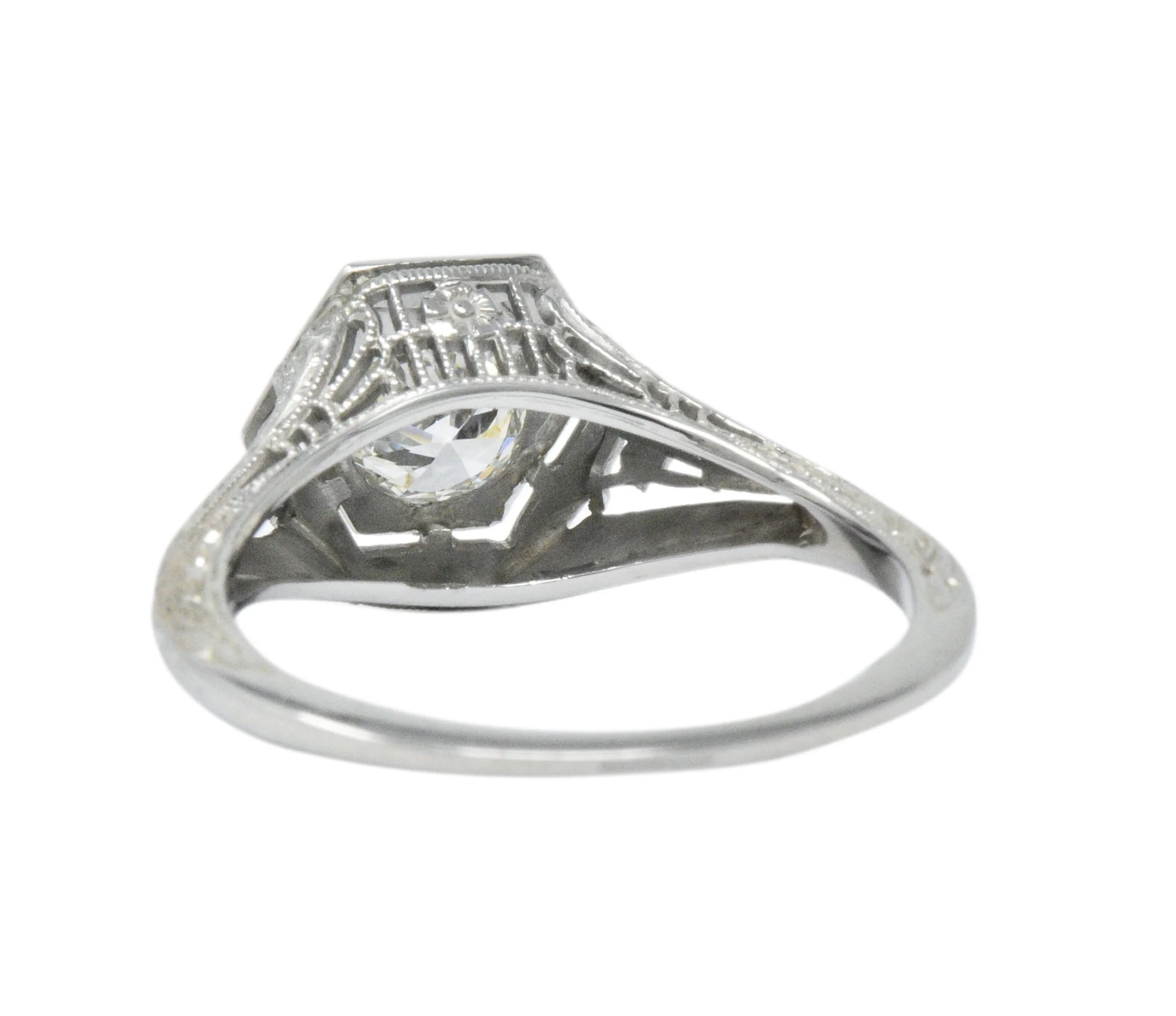 Art Deco 0.51 CTW Diamond 18 Karat White Gold Octagonal Halo Engagement Ring - Image 5