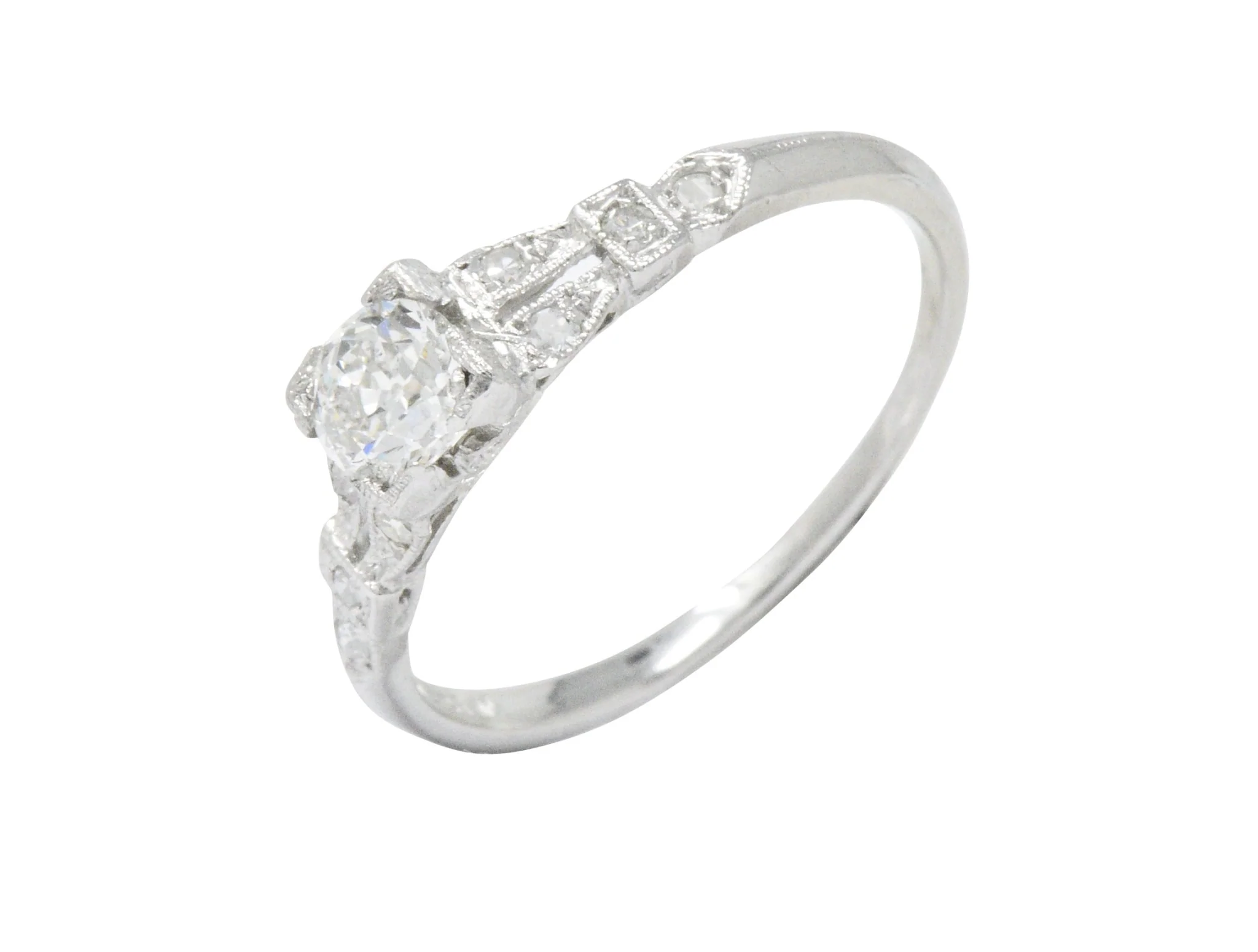 Art Deco 0.51 CTW Diamond Platinum Engagement Ring - Image 6