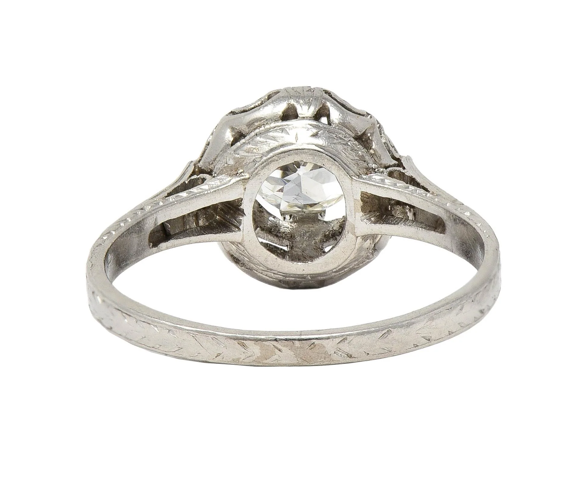 Art Deco 0.52 Carat Transitional Diamond Platinum Vintage Scrolled Wheat Engagement Ring - Image 5