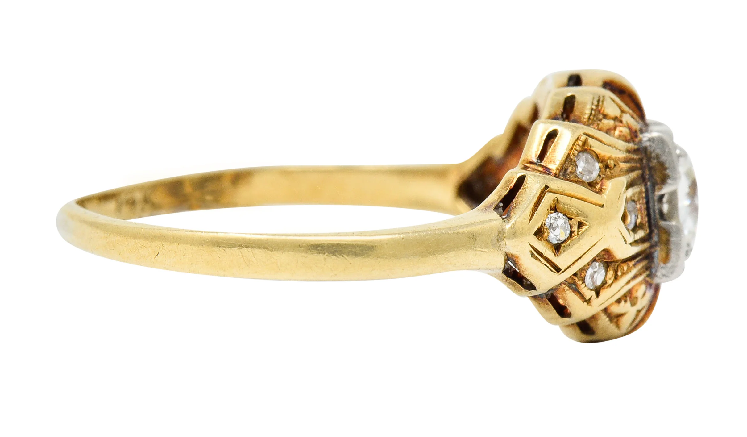 Art Deco 0.52 CTW Diamond 14 Karat Gold Geometric Band Ring - Image 3