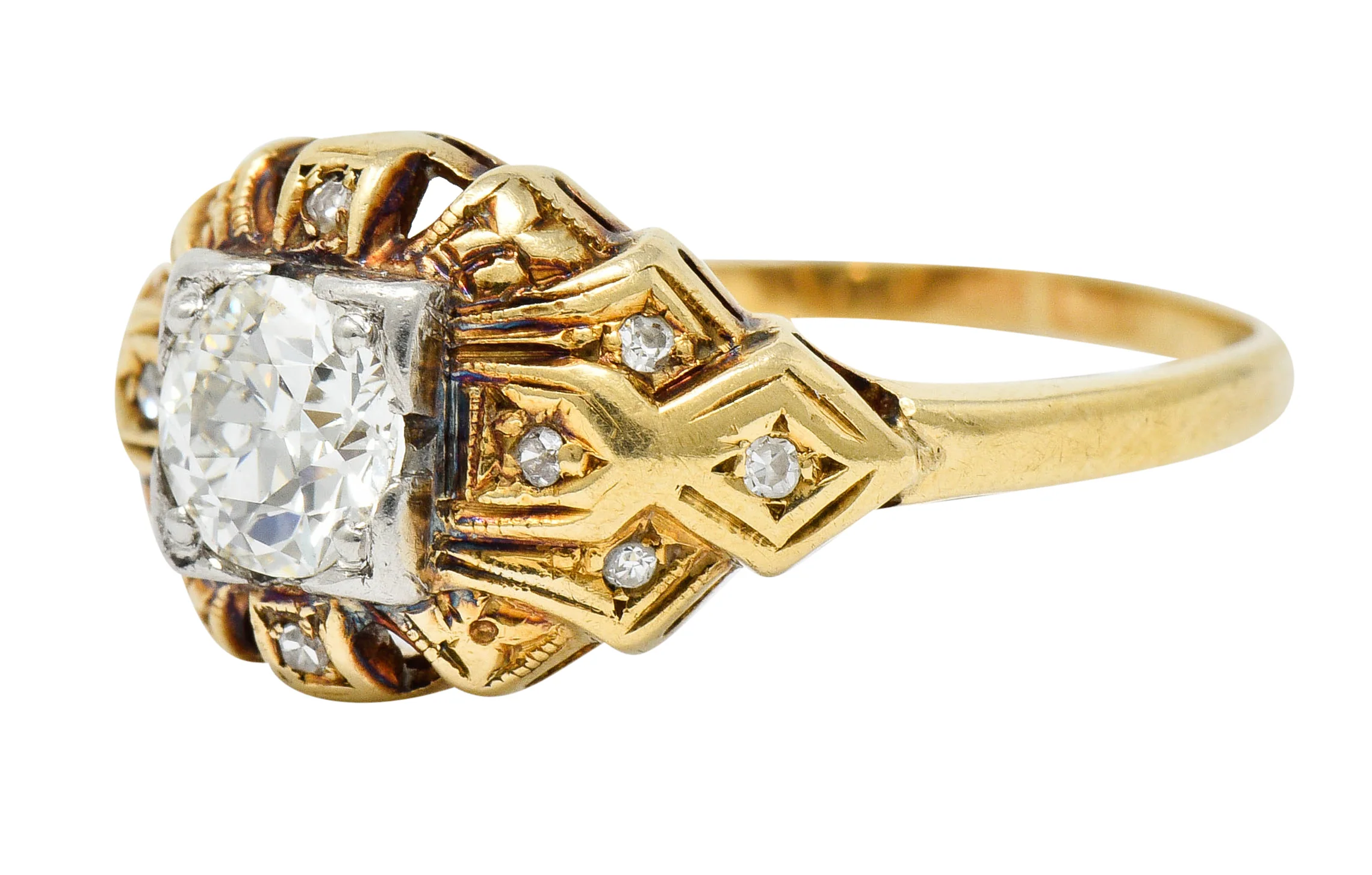 Art Deco 0.52 CTW Diamond 14 Karat Gold Geometric Band Ring - Image 6