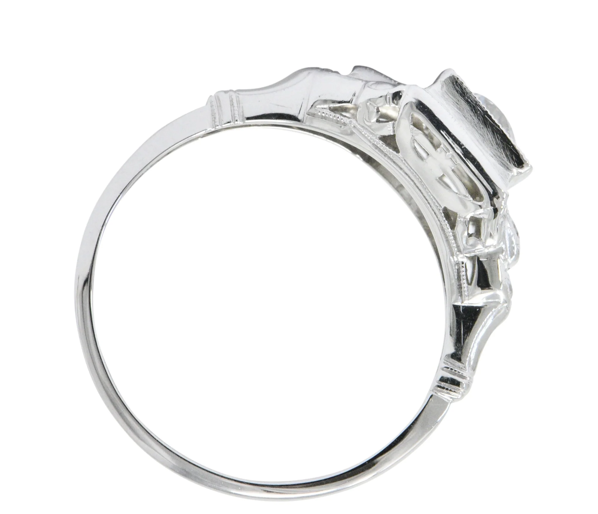 Art Deco 0.53 CTW Diamond 18 Karat White Gold Engagement Ring - Image 6