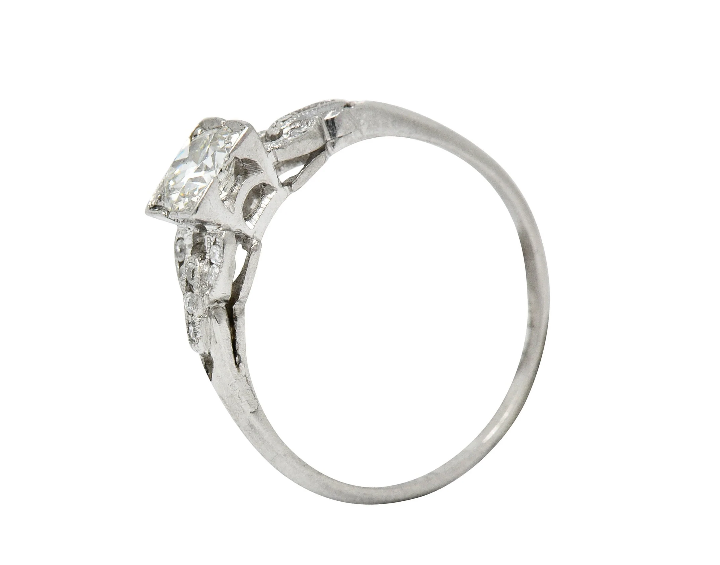 Art Deco 0.53 CTW Diamond Platinum Buckle Engagement Ring - Image 10
