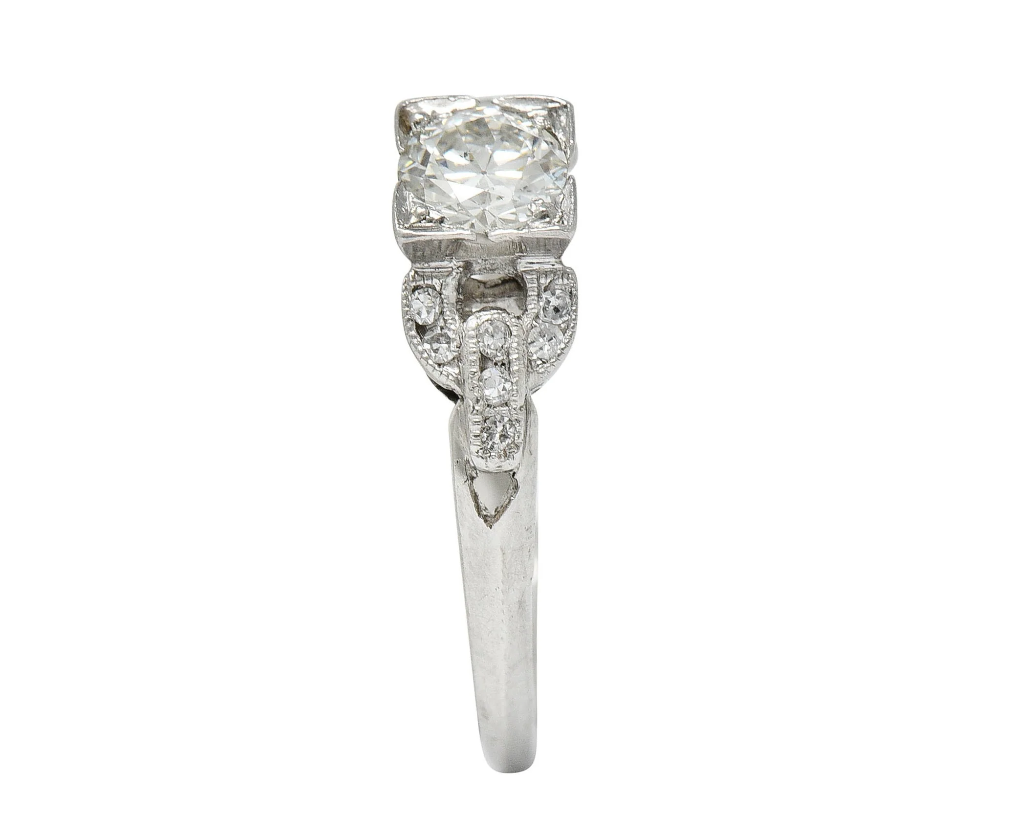 Art Deco 0.53 CTW Diamond Platinum Buckle Engagement Ring - Image 11