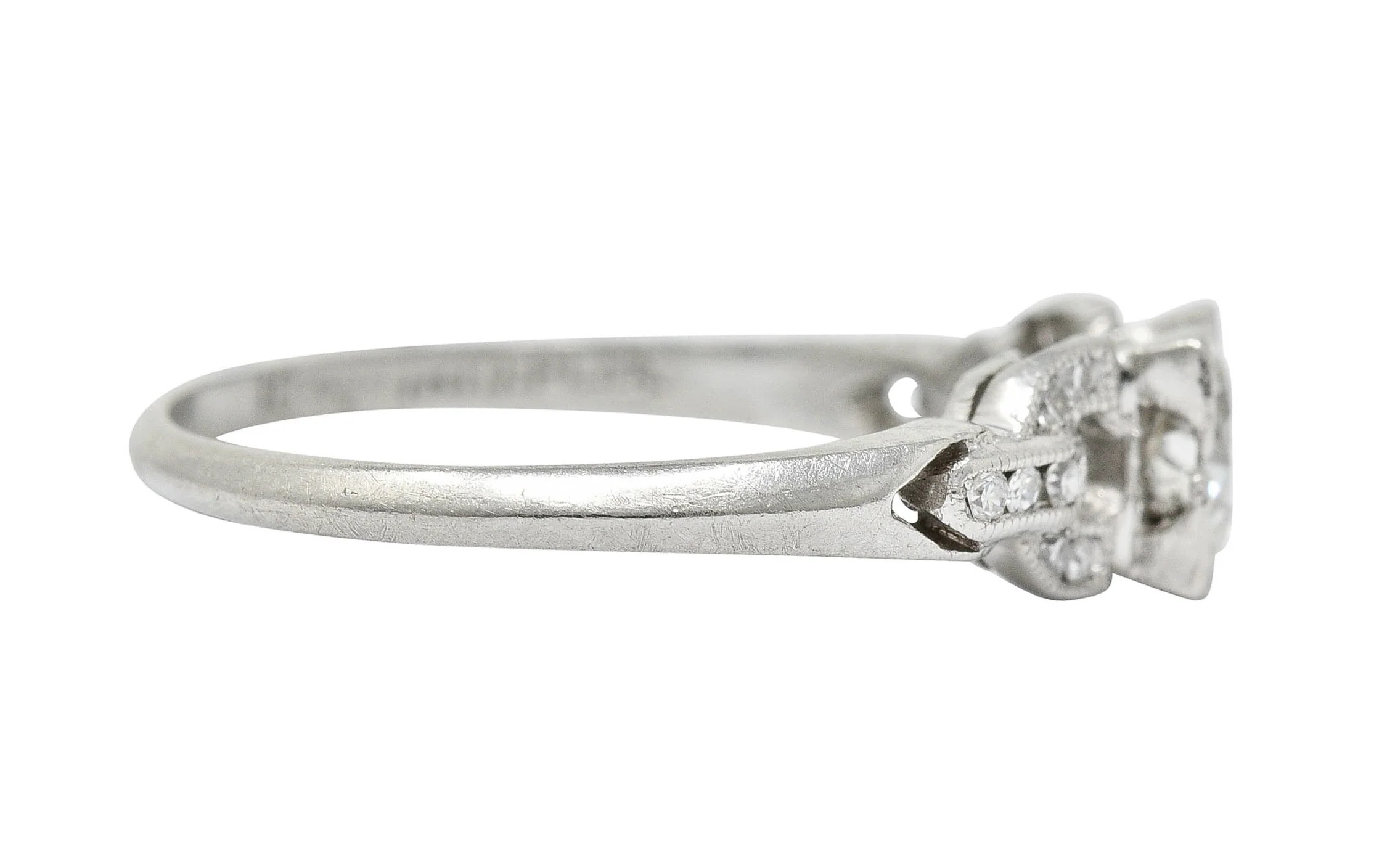Art Deco 0.53 CTW Diamond Platinum Buckle Engagement Ring - Image 3