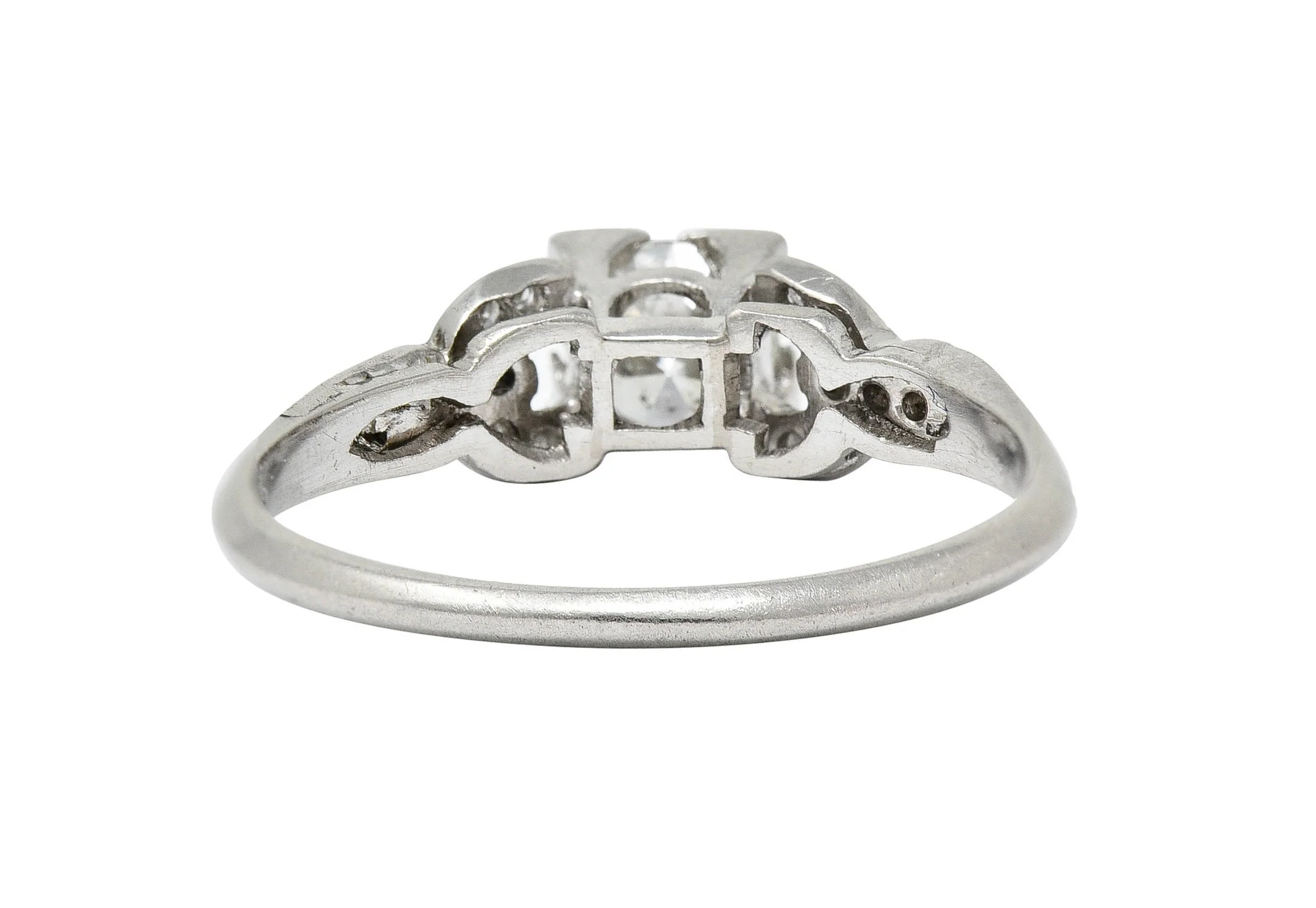 Art Deco 0.53 CTW Diamond Platinum Buckle Engagement Ring - Image 4