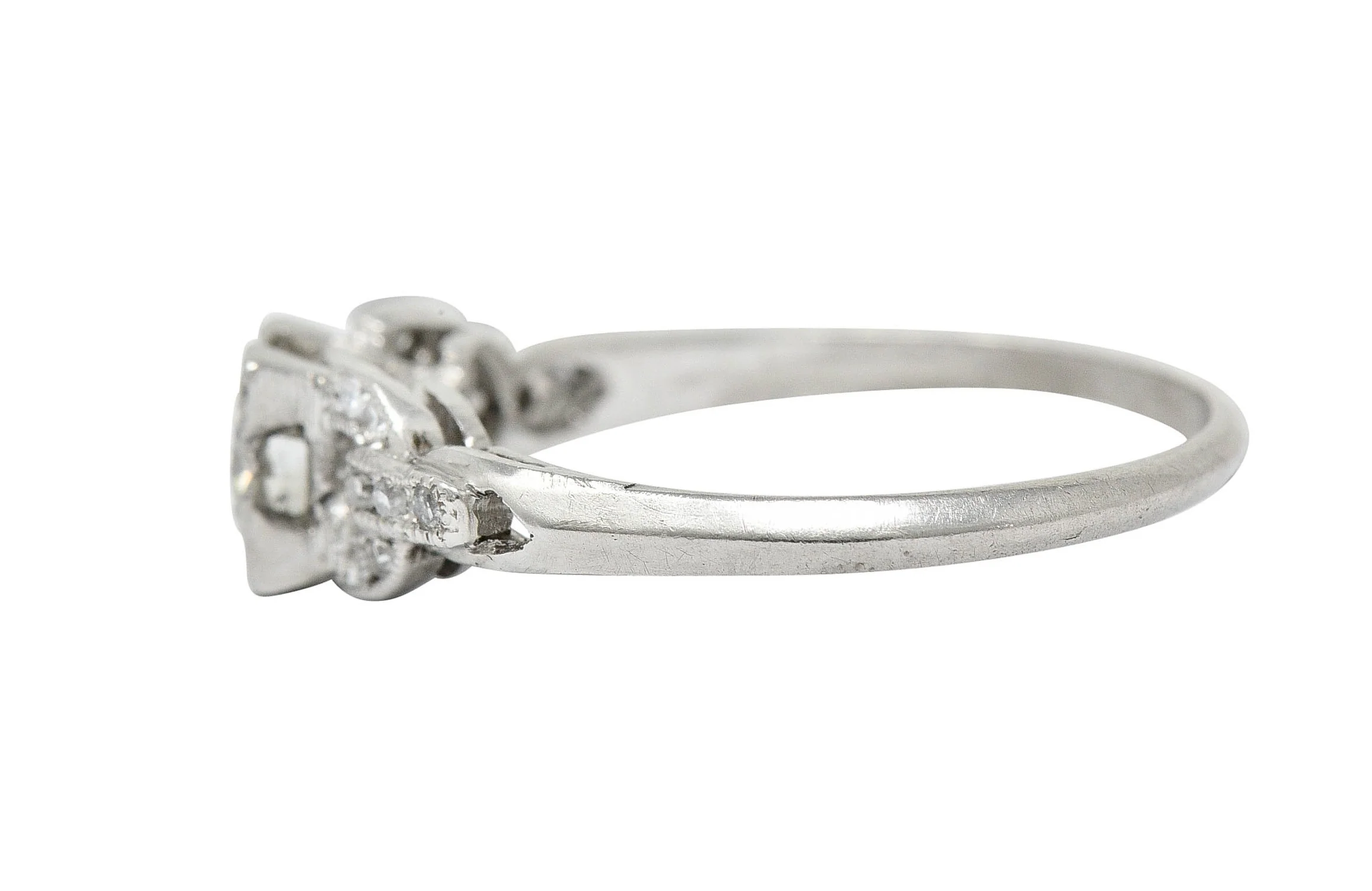 Art Deco 0.53 CTW Diamond Platinum Buckle Engagement Ring - Image 5