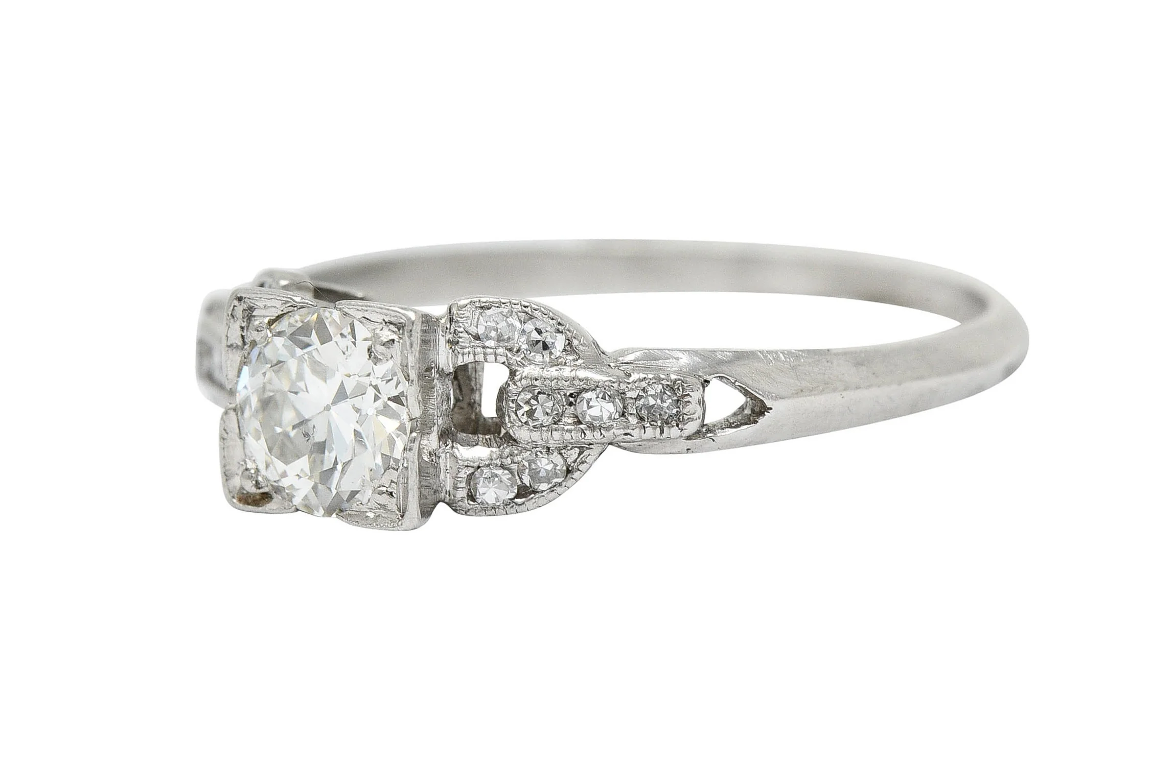 Art Deco 0.53 CTW Diamond Platinum Buckle Engagement Ring - Image 6