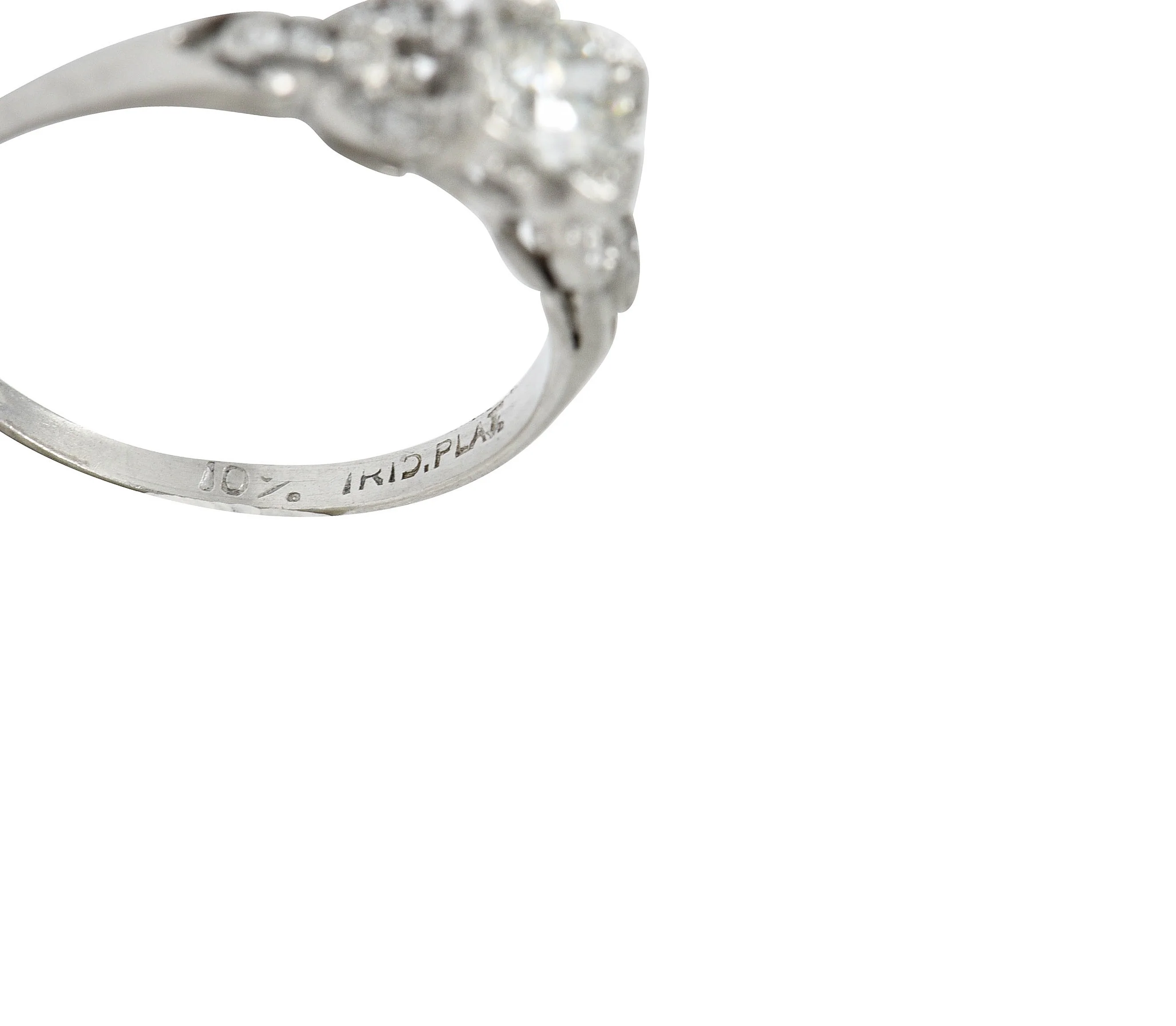 Art Deco 0.53 CTW Diamond Platinum Buckle Engagement Ring - Image 7
