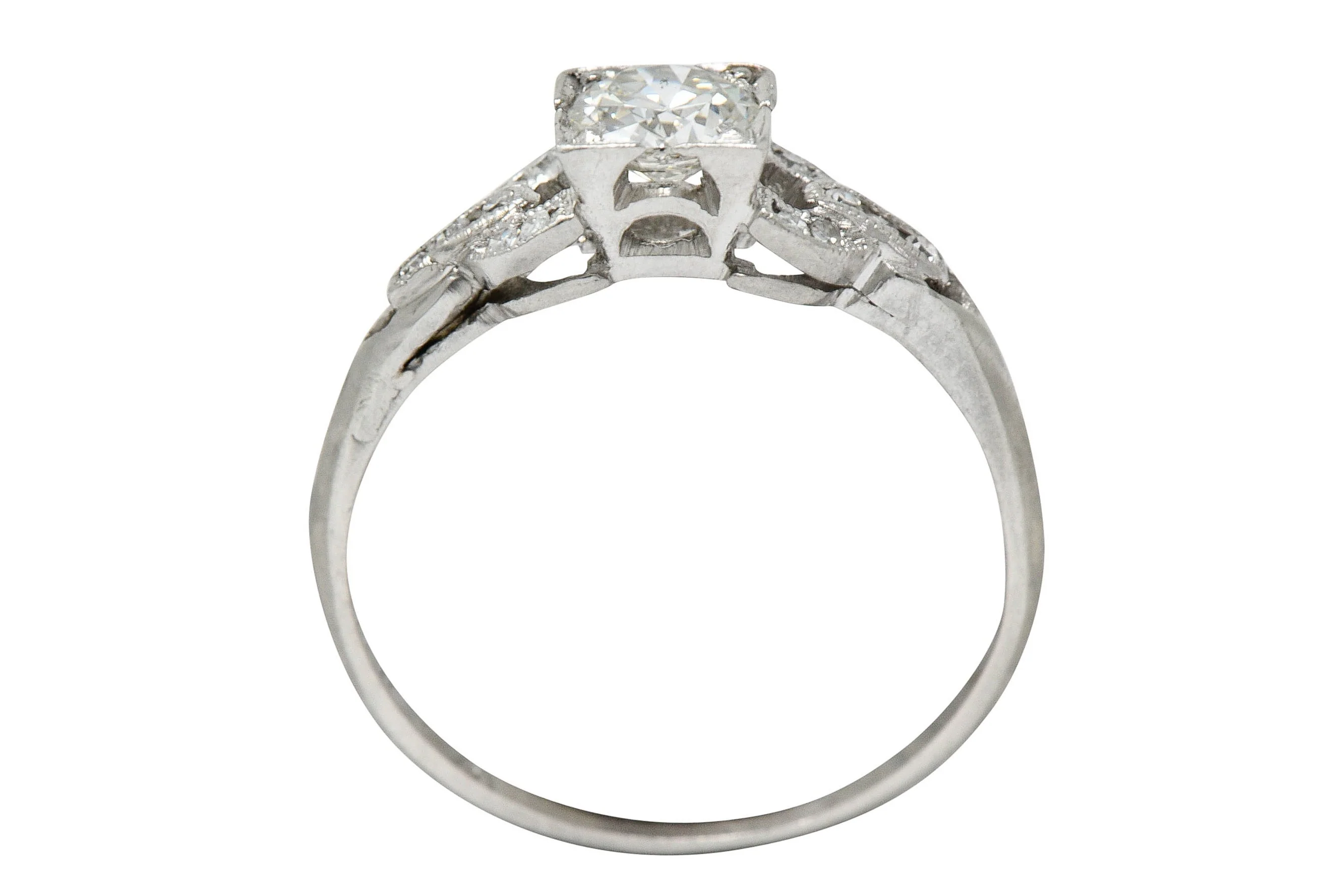 Art Deco 0.53 CTW Diamond Platinum Buckle Engagement Ring - Image 8