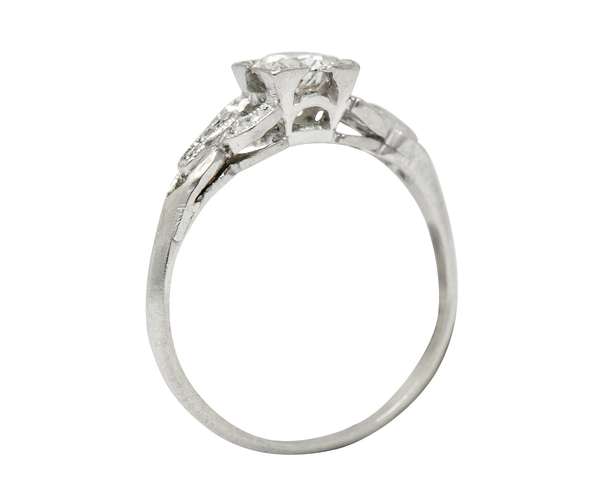 Art Deco 0.53 CTW Diamond Platinum Buckle Engagement Ring - Image 9