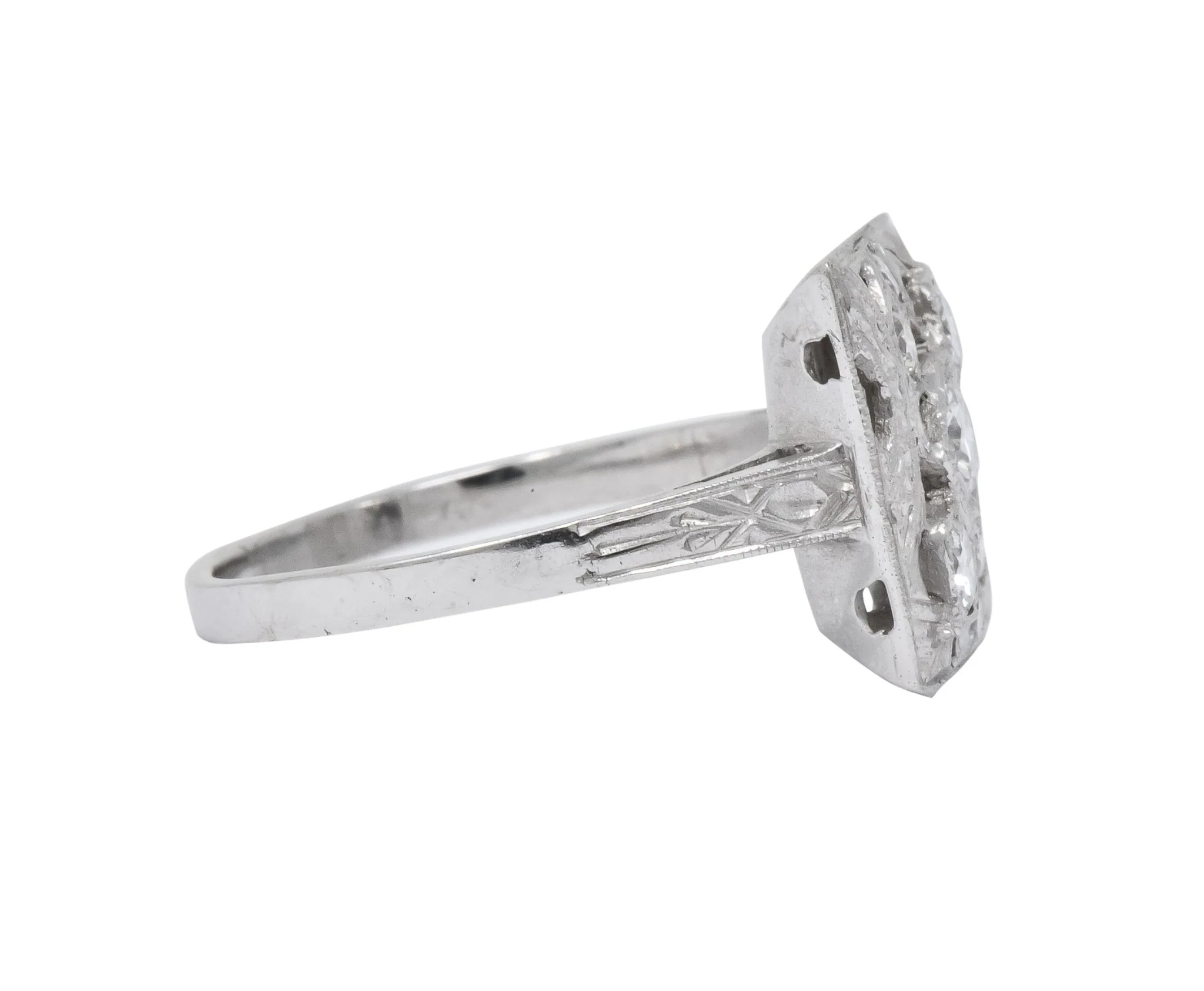 Art Deco 0.55 CTW Diamond 14 Karat White Gold Cocktail Ring - Image 6