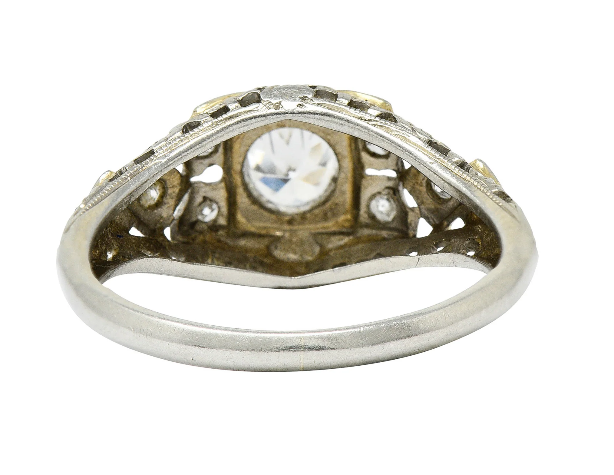 Art Deco 0.55 CTW Diamond 18 Karat White Gold Geometric Engagement Ring - Image 4