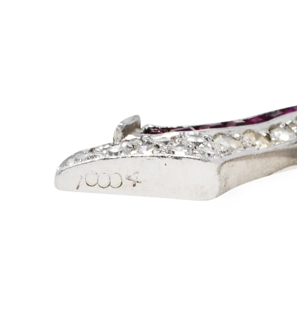Art Deco 0.55 CTW Diamond Ruby Platinum Heeled Shoe Charm - Image 3
