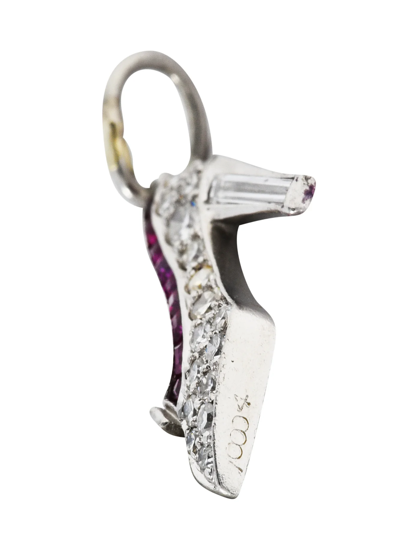 Art Deco 0.55 CTW Diamond Ruby Platinum Heeled Shoe Charm - Image 4