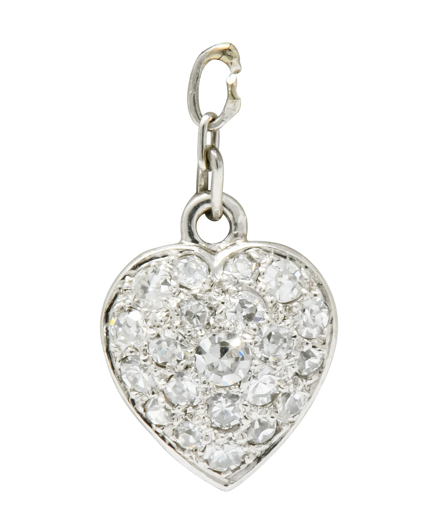 Art Deco 0.55 CTW Pavé Diamond Platinum Heart Charm