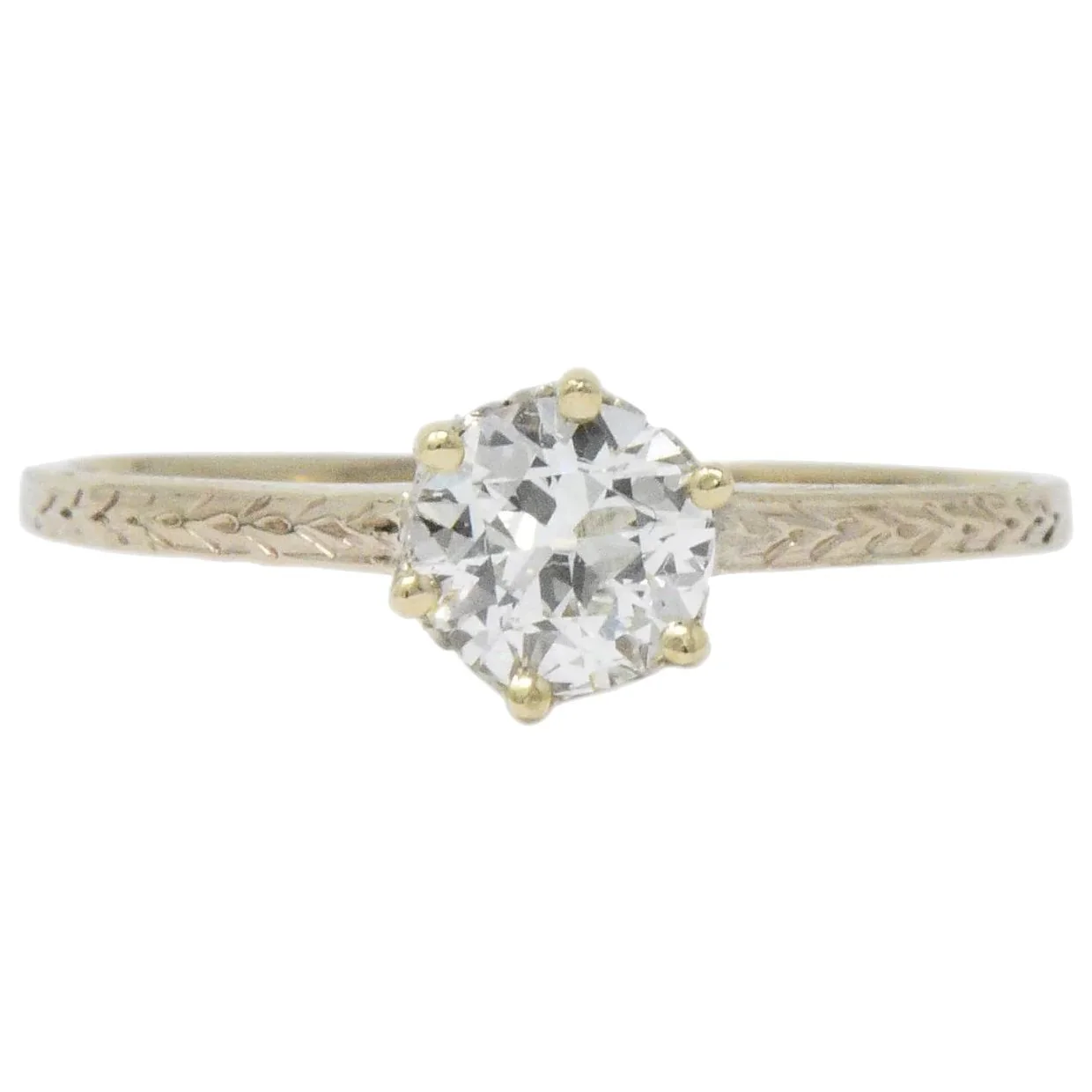 Art Deco 0.57 Carat Diamond 14 Karat Gold Solitaire Engagement Ring GIA