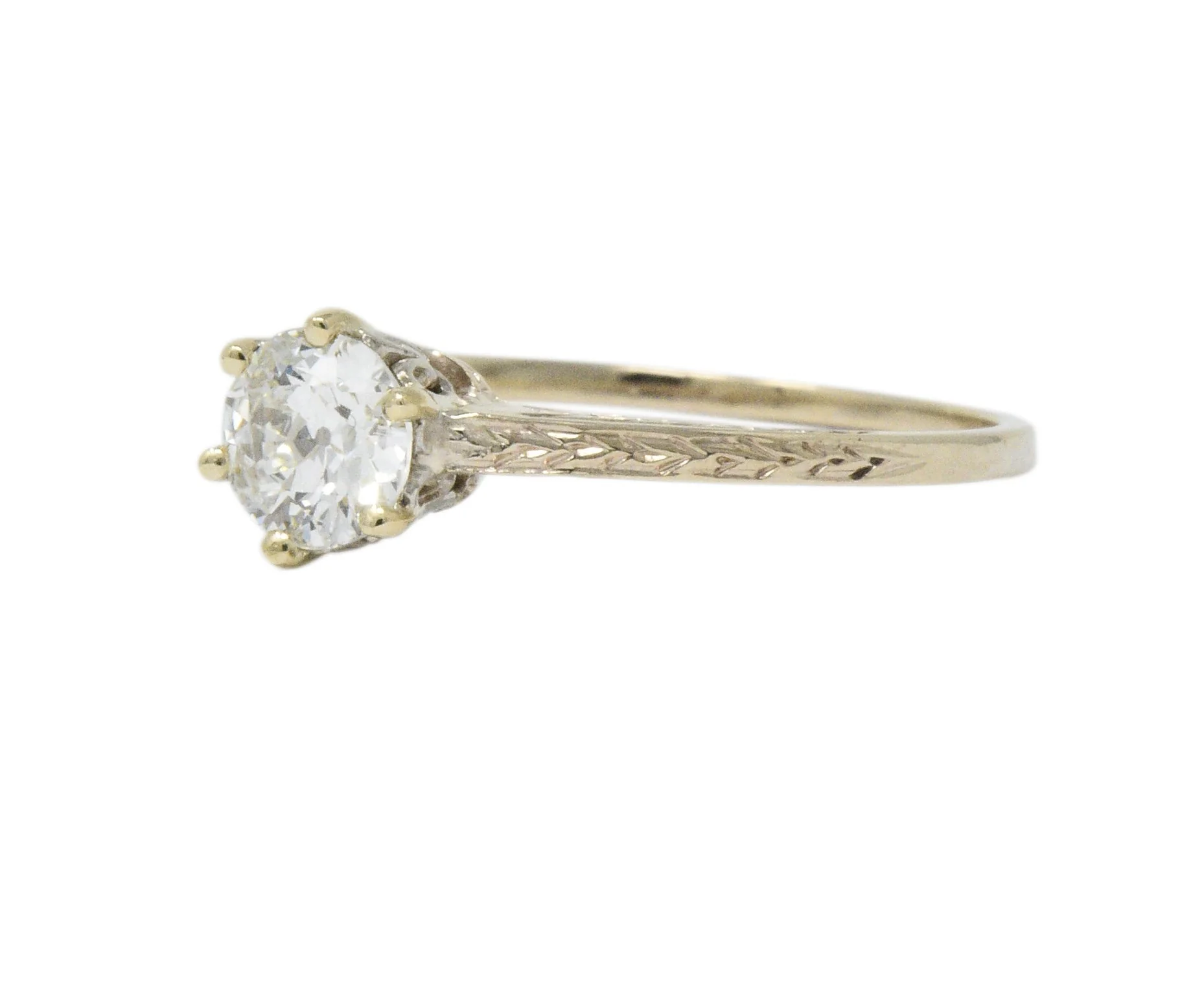 Art Deco 0.57 Carat Diamond 14 Karat Gold Solitaire Engagement Ring GIA - Image 2