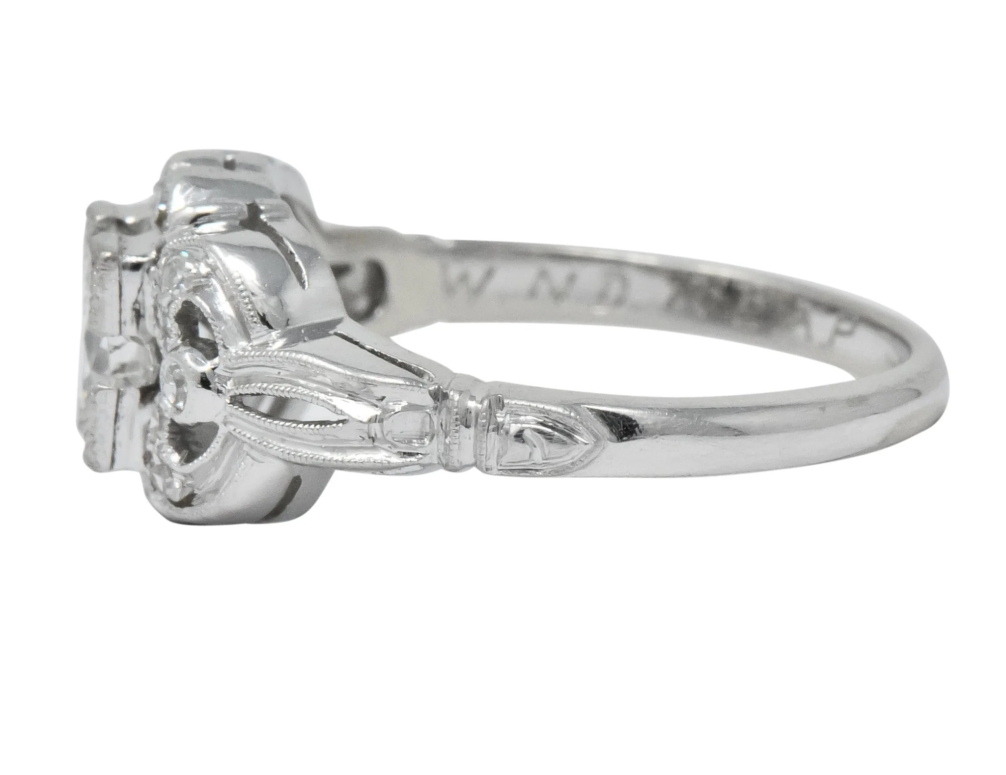 Art Deco 0.57 CTW Old European Cut Diamond Platinum Engagement Ring - Image 3