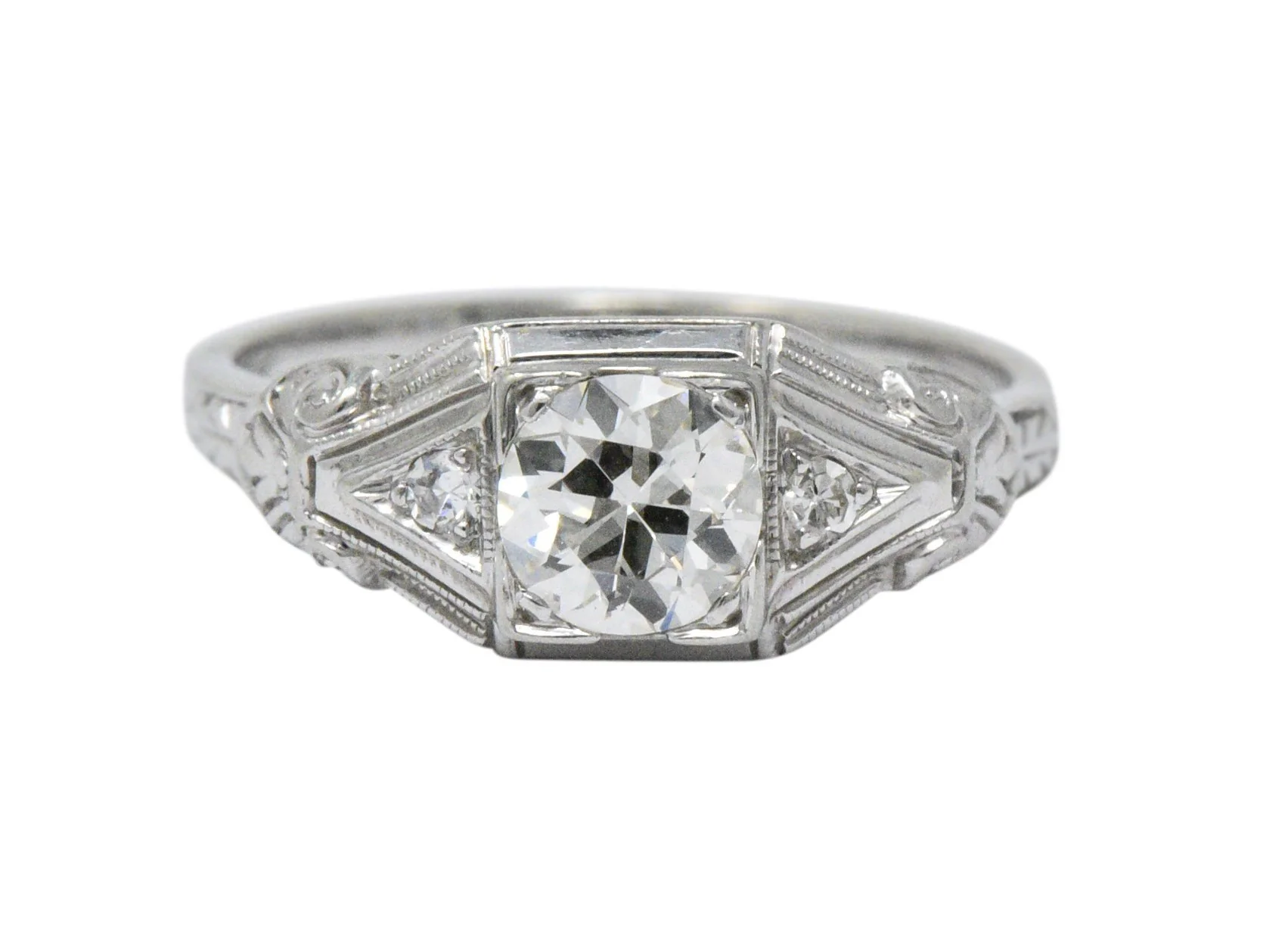 Art Deco 0.59 CTW Diamond 14 Karat White Gold Engagement Ring - Image 3