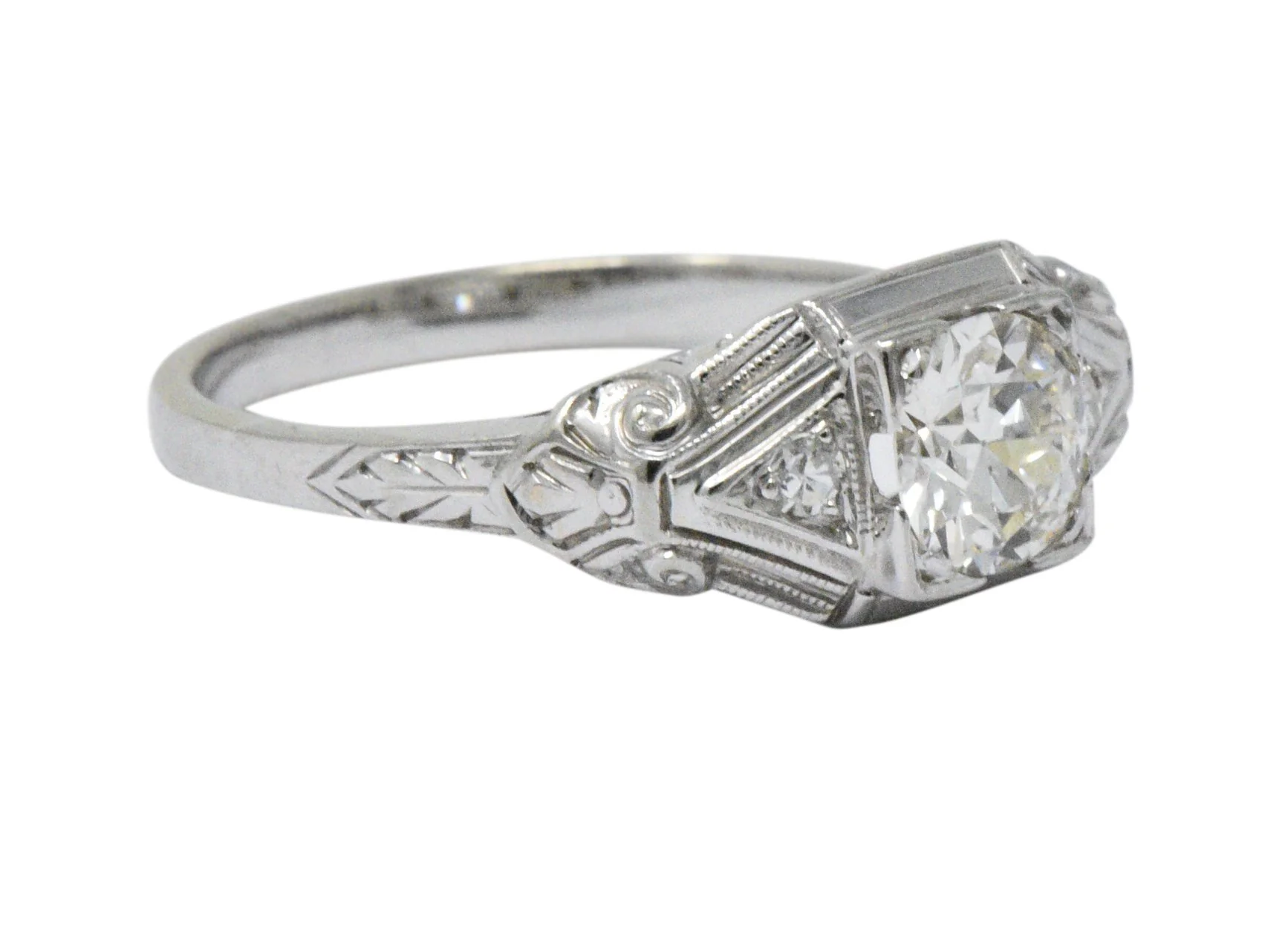 Art Deco 0.59 CTW Diamond 14 Karat White Gold Engagement Ring - Image 4