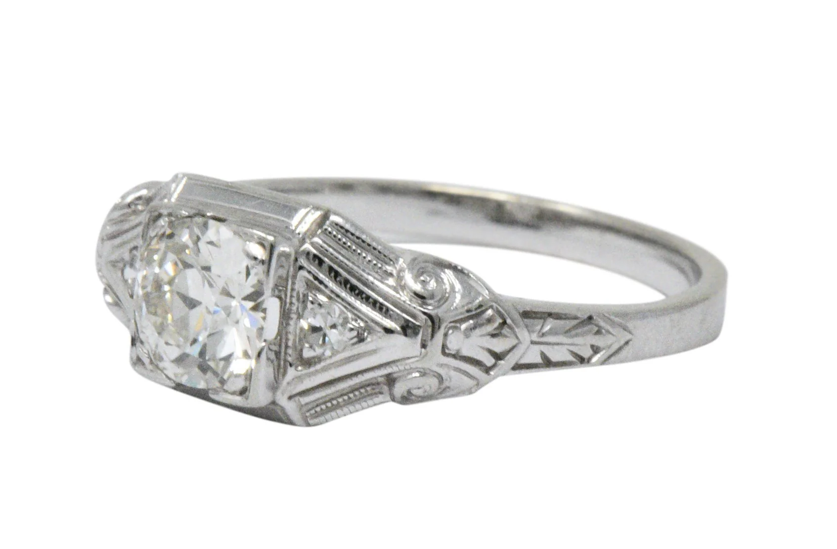 Art Deco 0.59 CTW Diamond 14 Karat White Gold Engagement Ring - Image 5