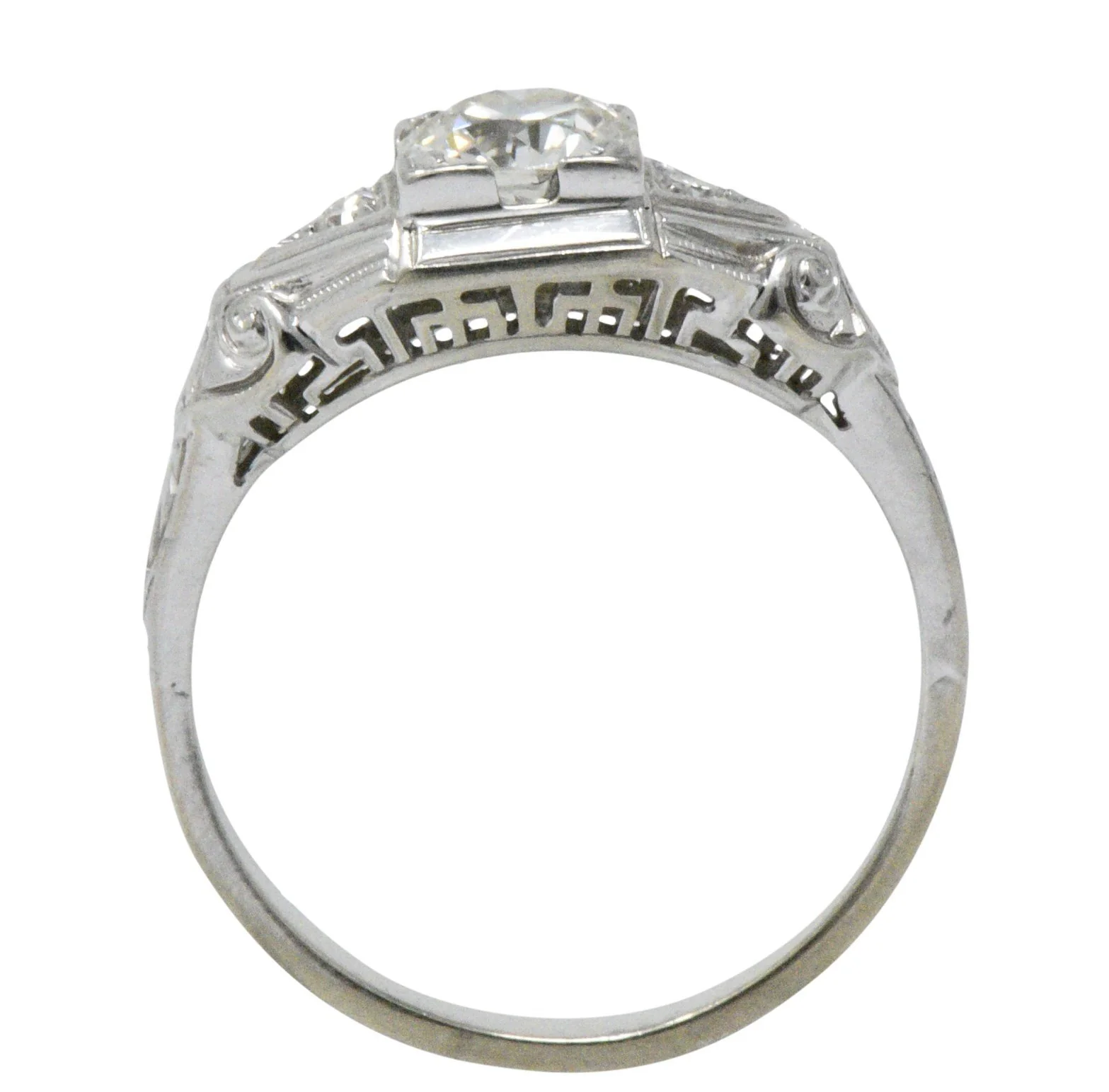 Art Deco 0.59 CTW Diamond 14 Karat White Gold Engagement Ring - Image 6