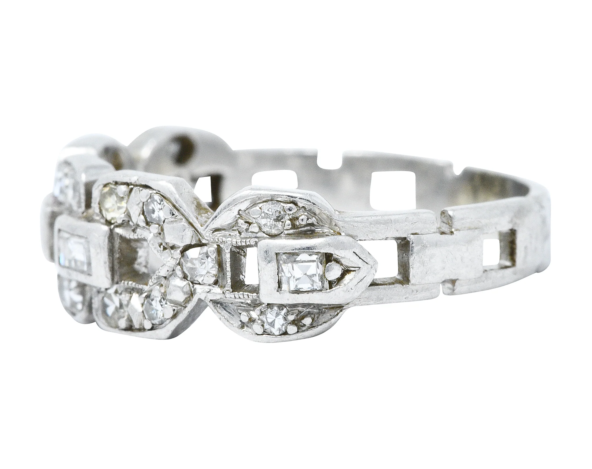 Art Deco 0.60 CTW Diamond Platinum Buckle Band Ring - Image 5