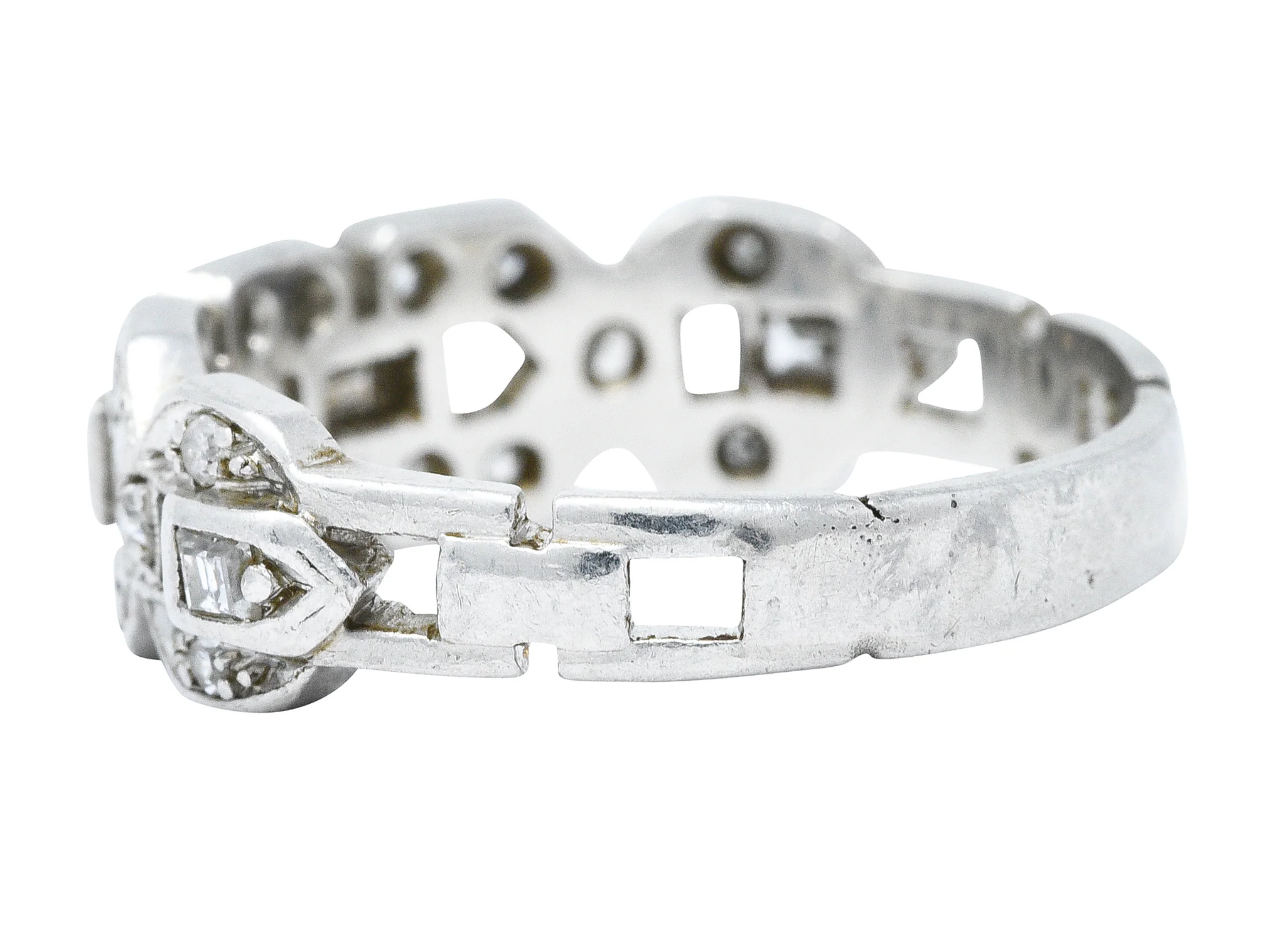 Art Deco 0.60 CTW Diamond Platinum Buckle Band Ring - Image 6