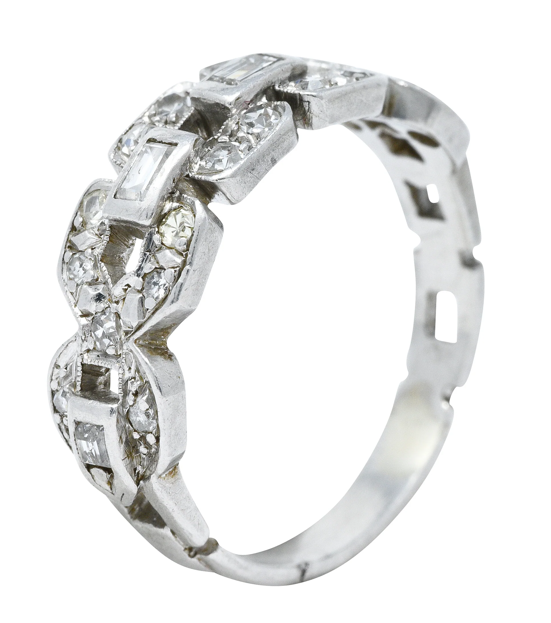 Art Deco 0.60 CTW Diamond Platinum Buckle Band Ring - Image 8