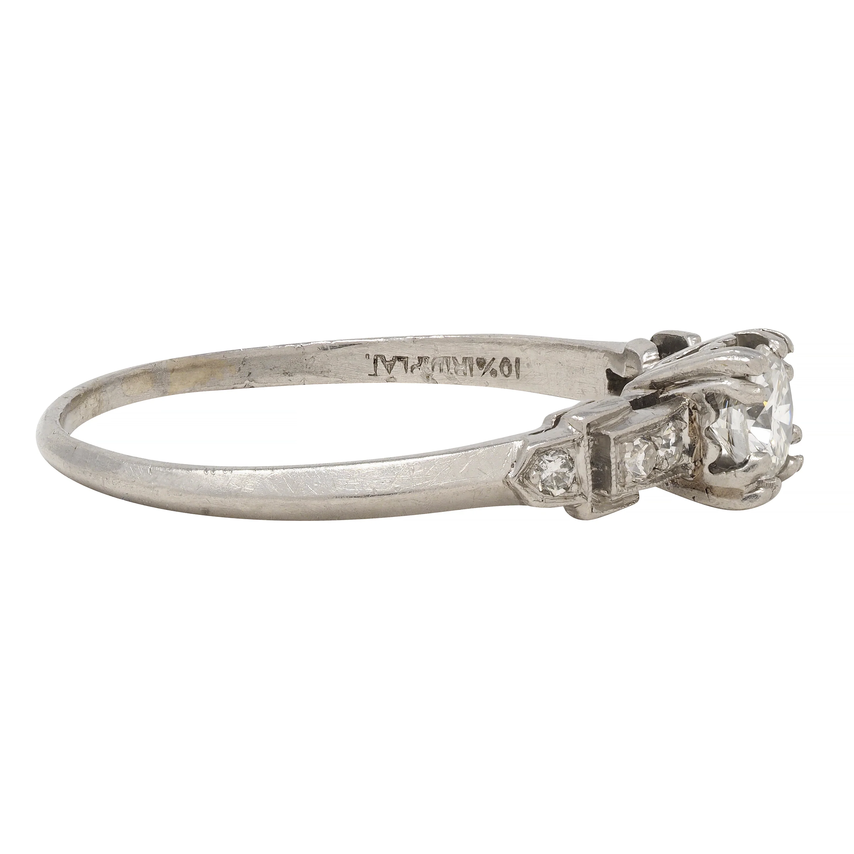 Art Deco 0.60 CTW Diamond Platinum Heart Buckle Vintage Engagement Ring - Image 4