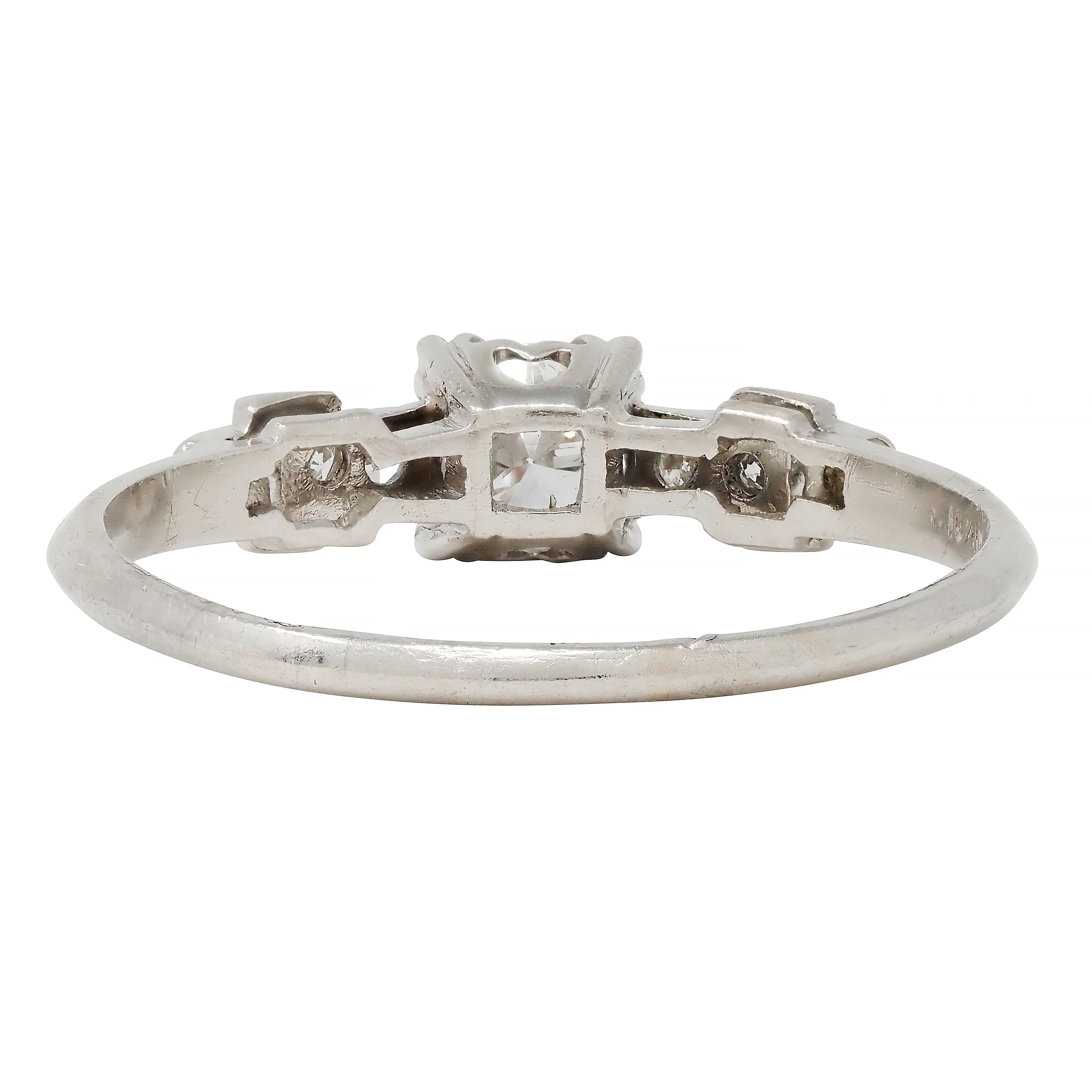 Art Deco 0.60 CTW Diamond Platinum Heart Buckle Vintage Engagement Ring - Image 5
