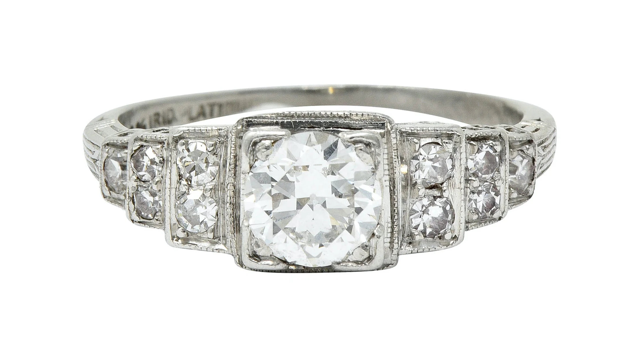 Art Deco 0.60 CTW Diamond Platinum Heart Engagement Ring Circa 1930
