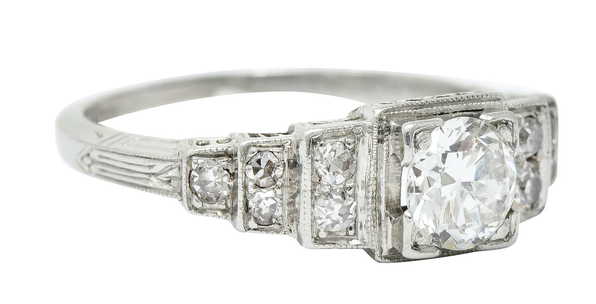 Art Deco 0.60 CTW Diamond Platinum Heart Engagement Ring Circa 1930 - Image 2