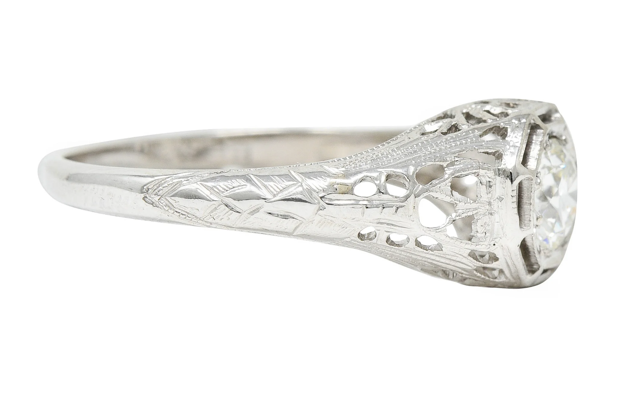 Art Deco 0.61 CTW Diamond 18 Karat White Gold Engagement Ring - Image 3