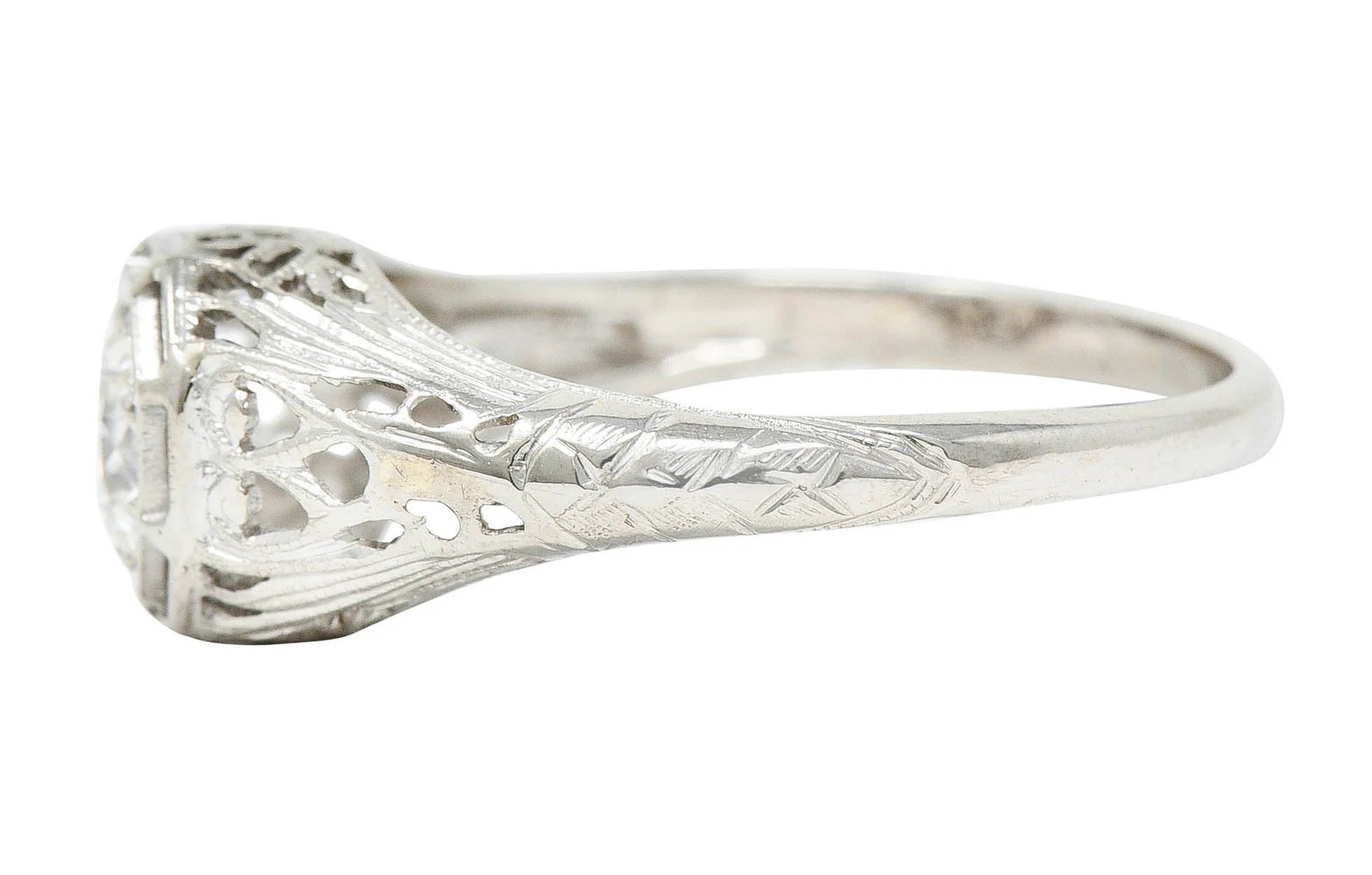 Art Deco 0.61 CTW Diamond 18 Karat White Gold Engagement Ring - Image 5
