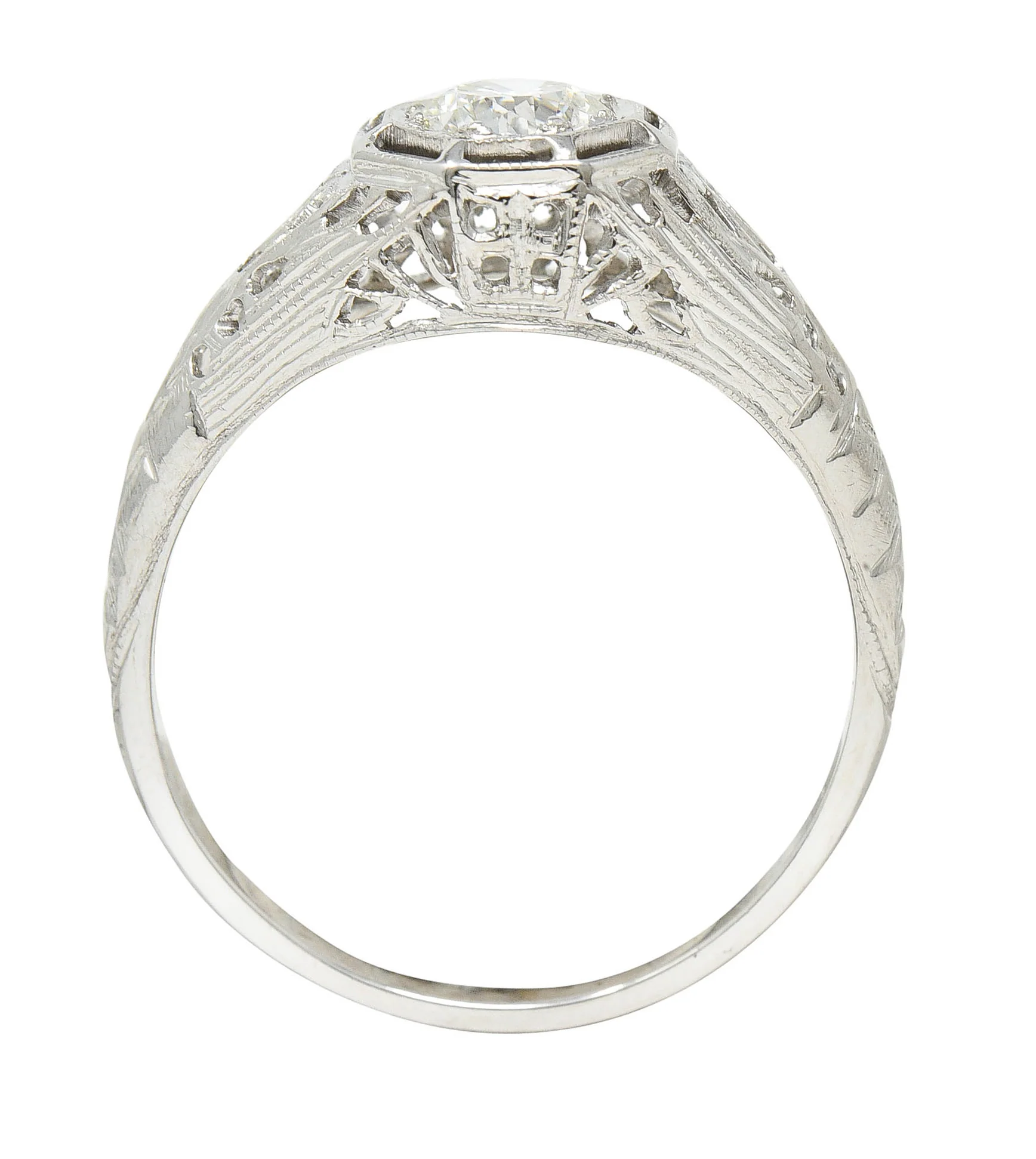 Art Deco 0.61 CTW Diamond 18 Karat White Gold Engagement Ring - Image 9