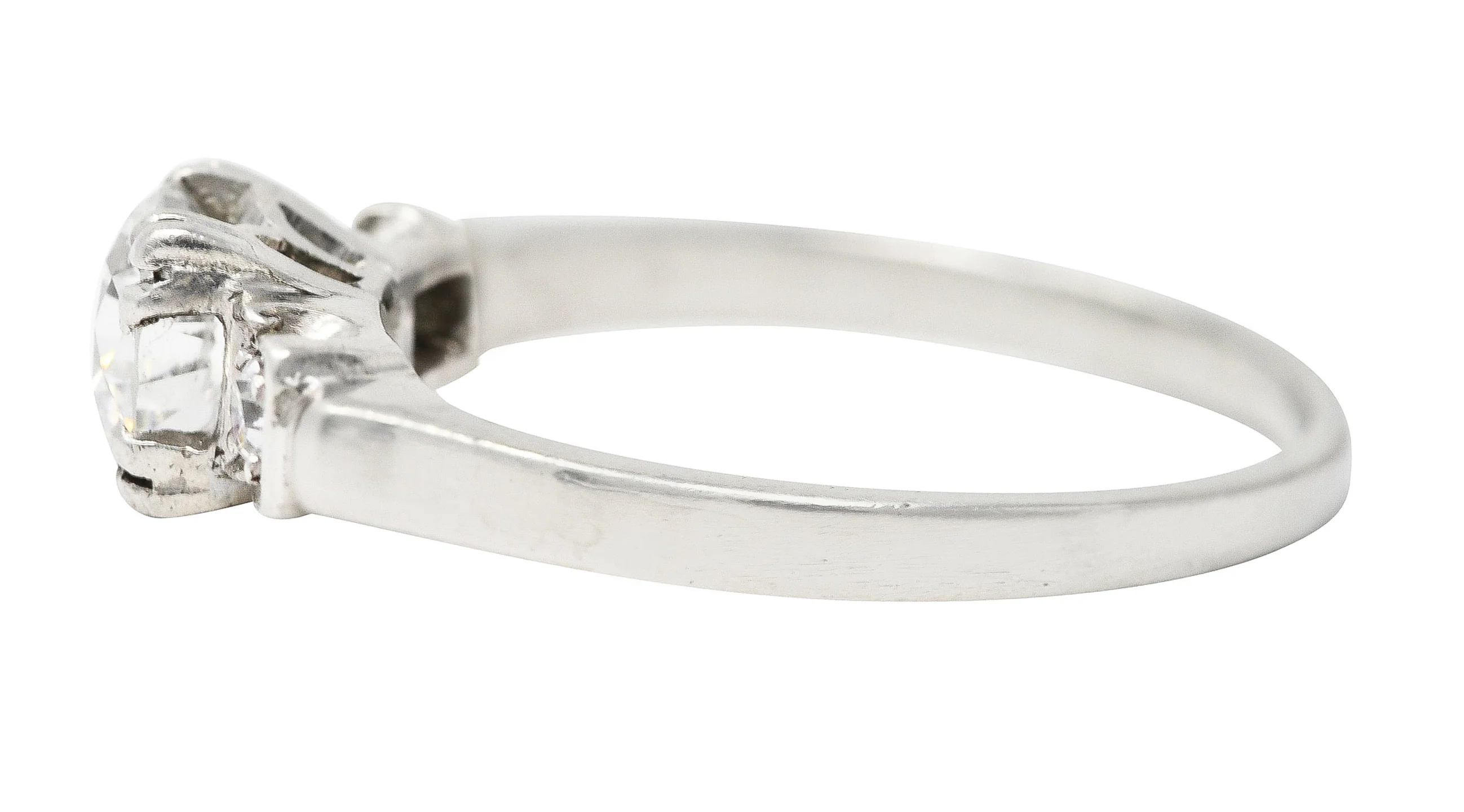 Art Deco 0.66 CTW Old European Cut Diamond Platinum Three Stone Engagement Ring - Image 4