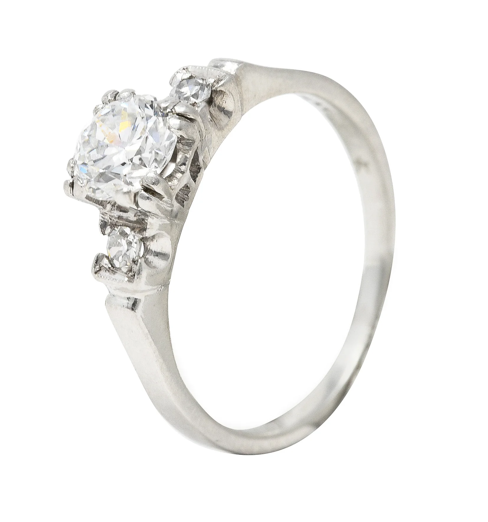 Art Deco 0.66 CTW Old European Cut Diamond Platinum Three Stone Engagement Ring - Image 8
