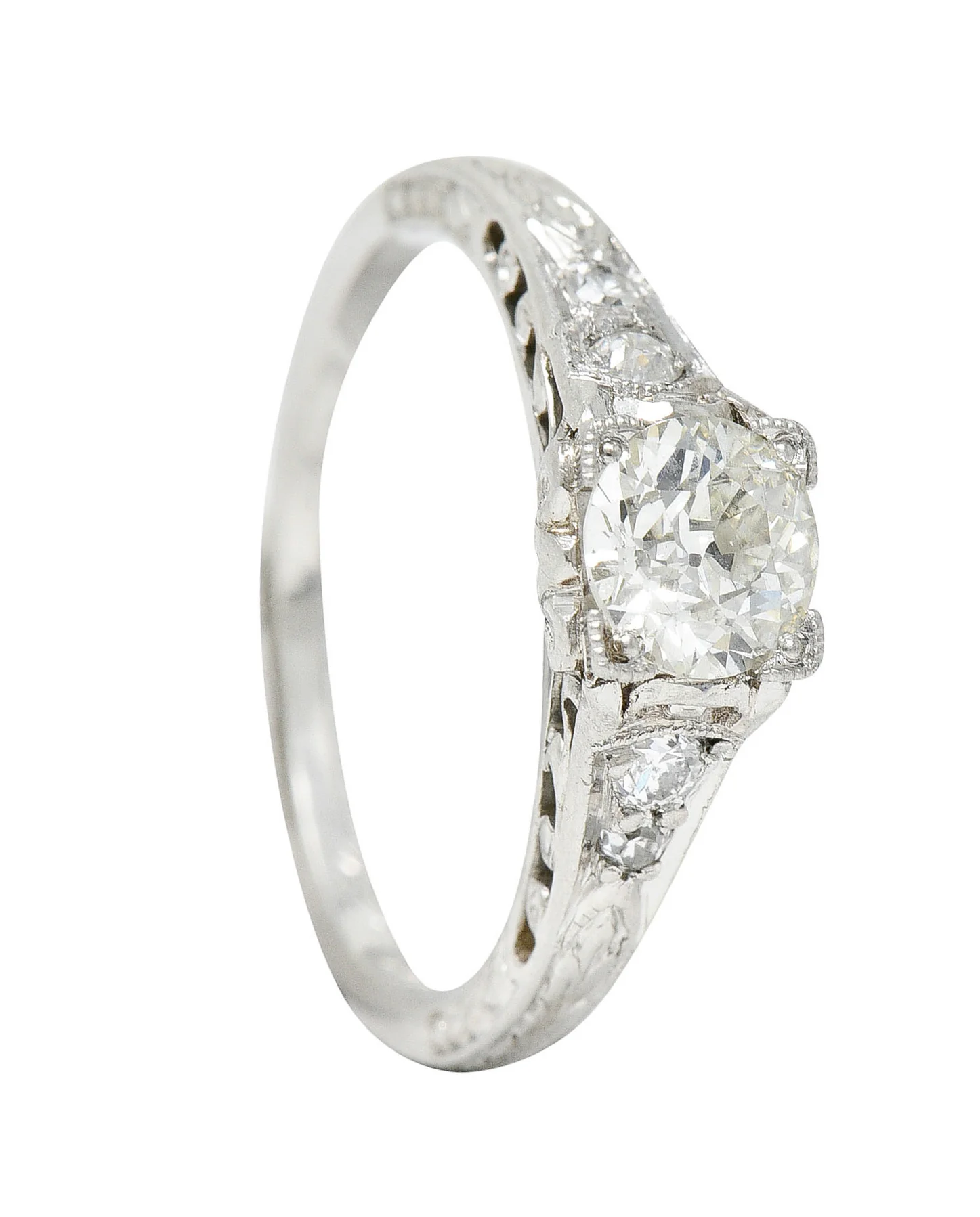 Art Deco 0.67 CTW Diamond Platinum Filigree Engagement Ring - Image 12