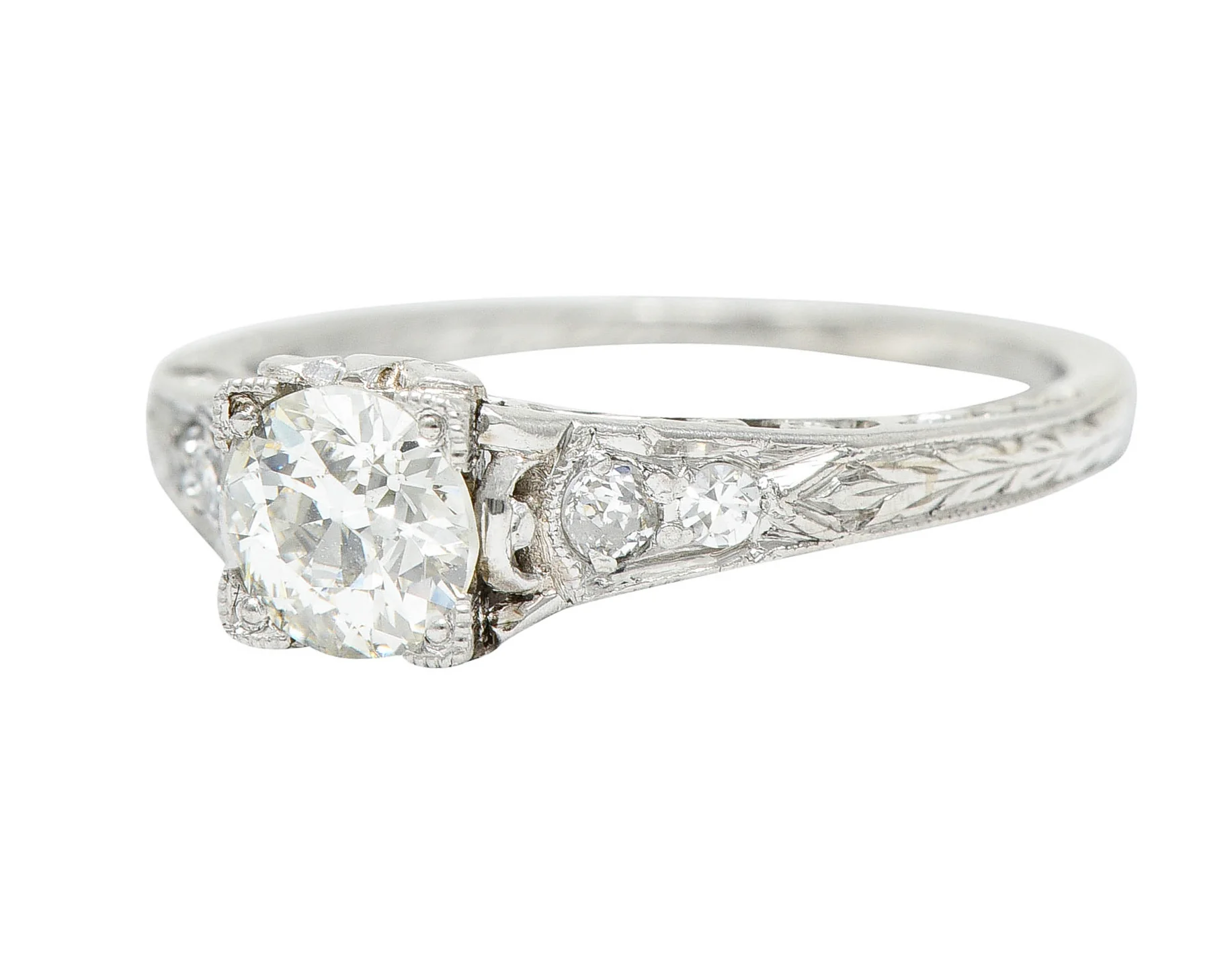 Art Deco 0.67 CTW Diamond Platinum Filigree Engagement Ring - Image 6