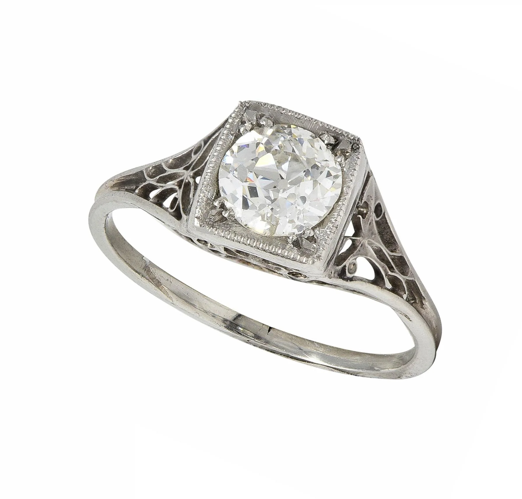 Art Deco 0.68 CTW Old European Diamond Platinum Butterfly Vintage Engagement Ring - Image 10