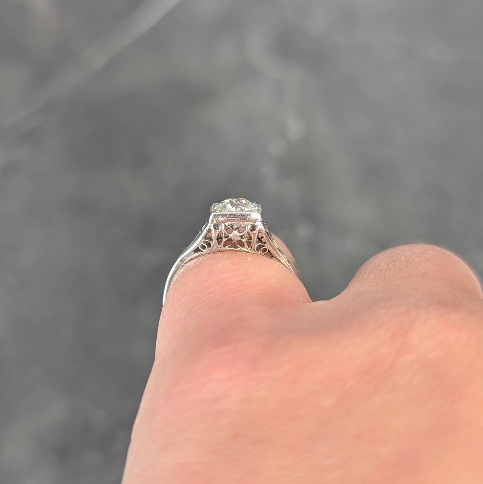 Art Deco 0.68 CTW Old European Diamond Platinum Butterfly Vintage Engagement Ring - Image 13