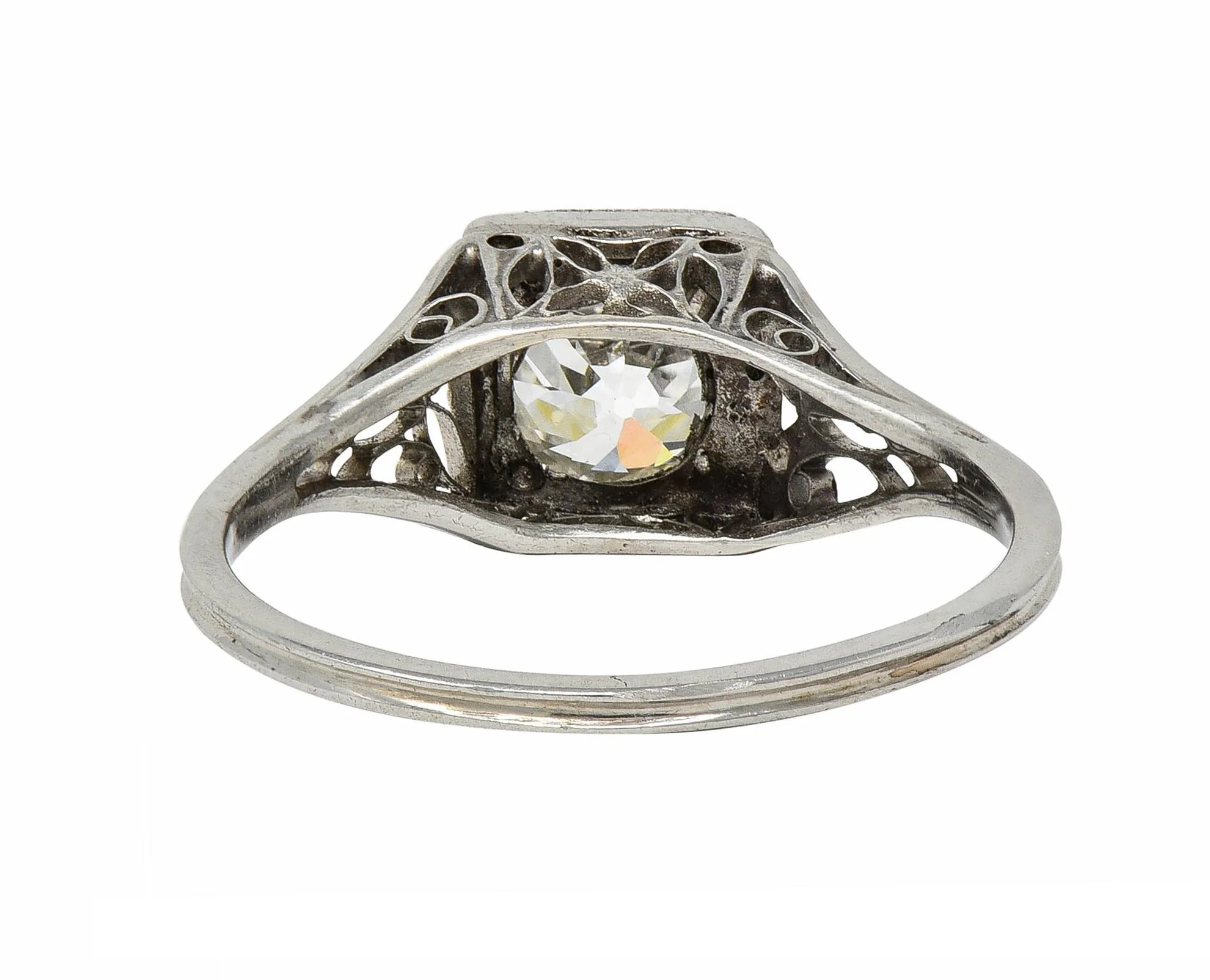 Art Deco 0.68 CTW Old European Diamond Platinum Butterfly Vintage Engagement Ring - Image 5